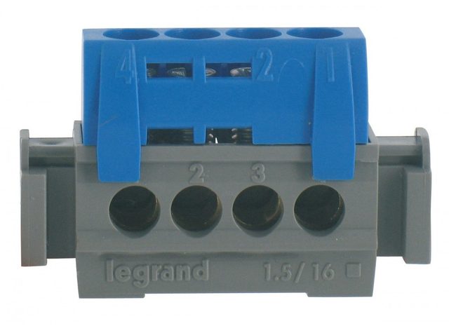 Legrand 092780 bornier de neutre bleu 4 bornes 1,5 à 16 mm²