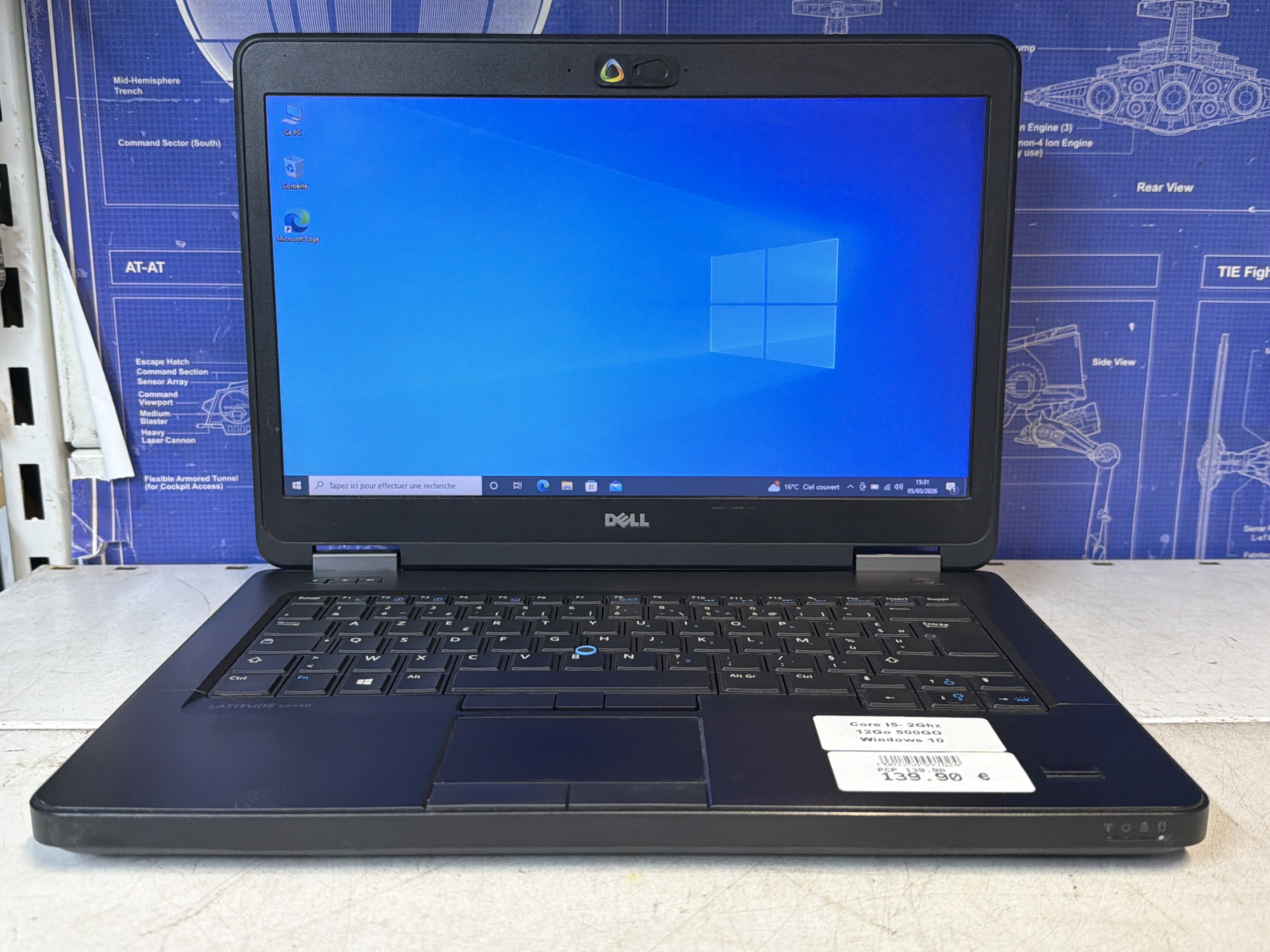 Dell ordinateur portable Core i5 2 GHz, 12 Go RAM, 500 Go, Windows 10