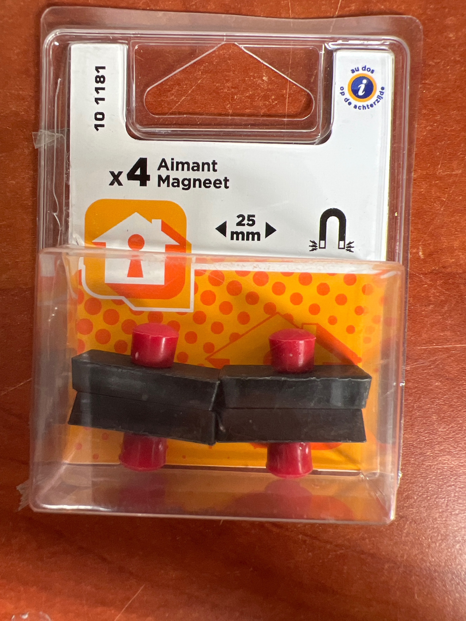 Aimants 25 mm (x4) à tête rouge