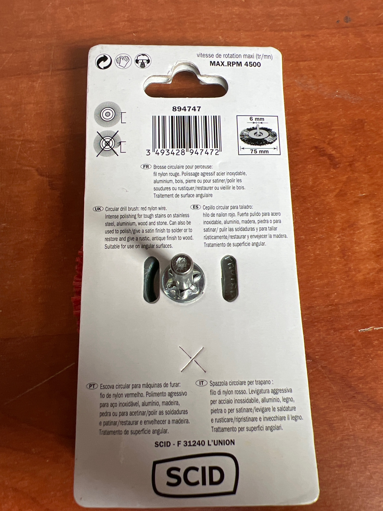 SCID brosse boisseau nylon Ø 75 mm pour perceuse — photo 2