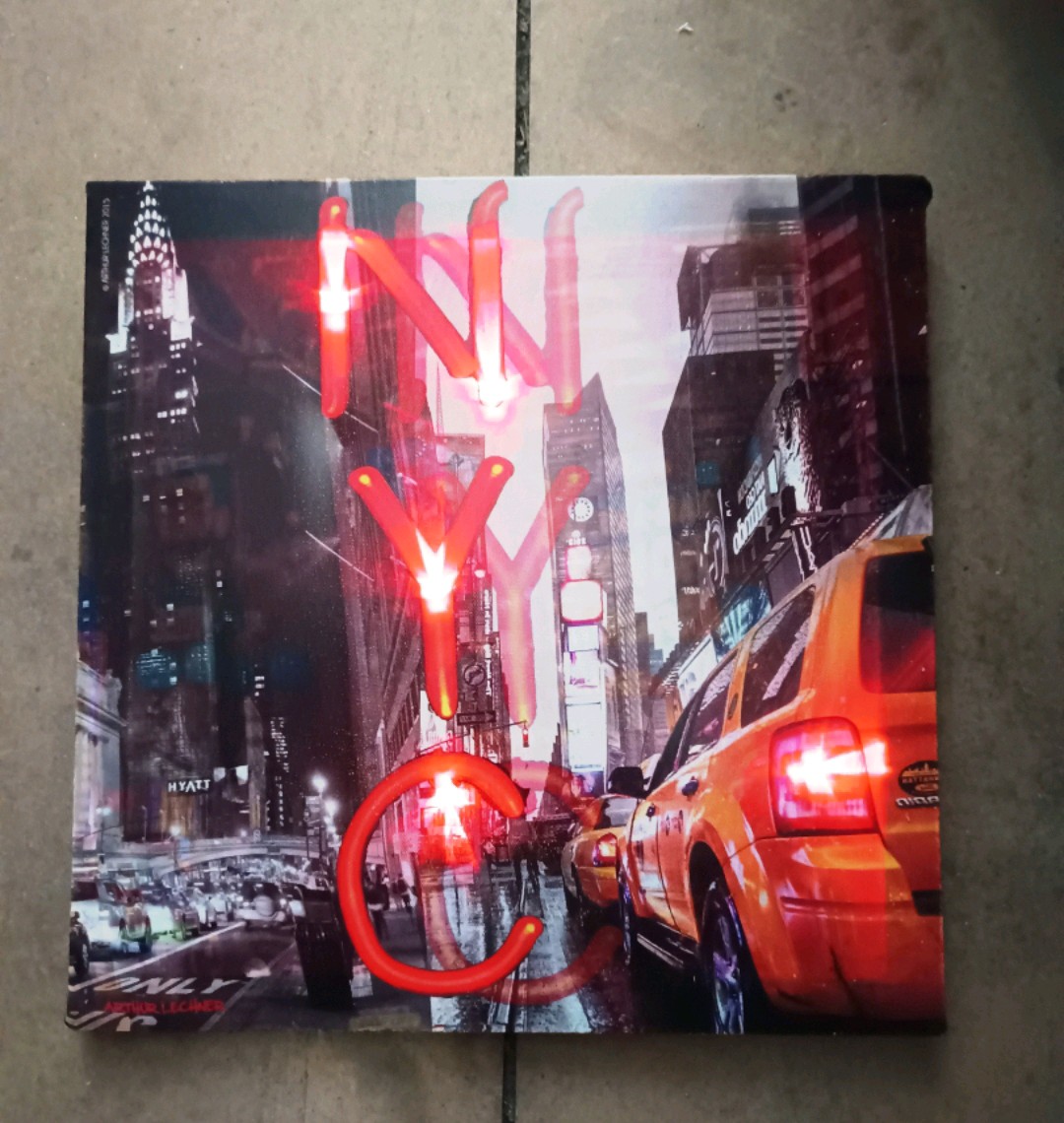 Tableau mural lumineux NYC à LED (Times Square, taxi jaune)