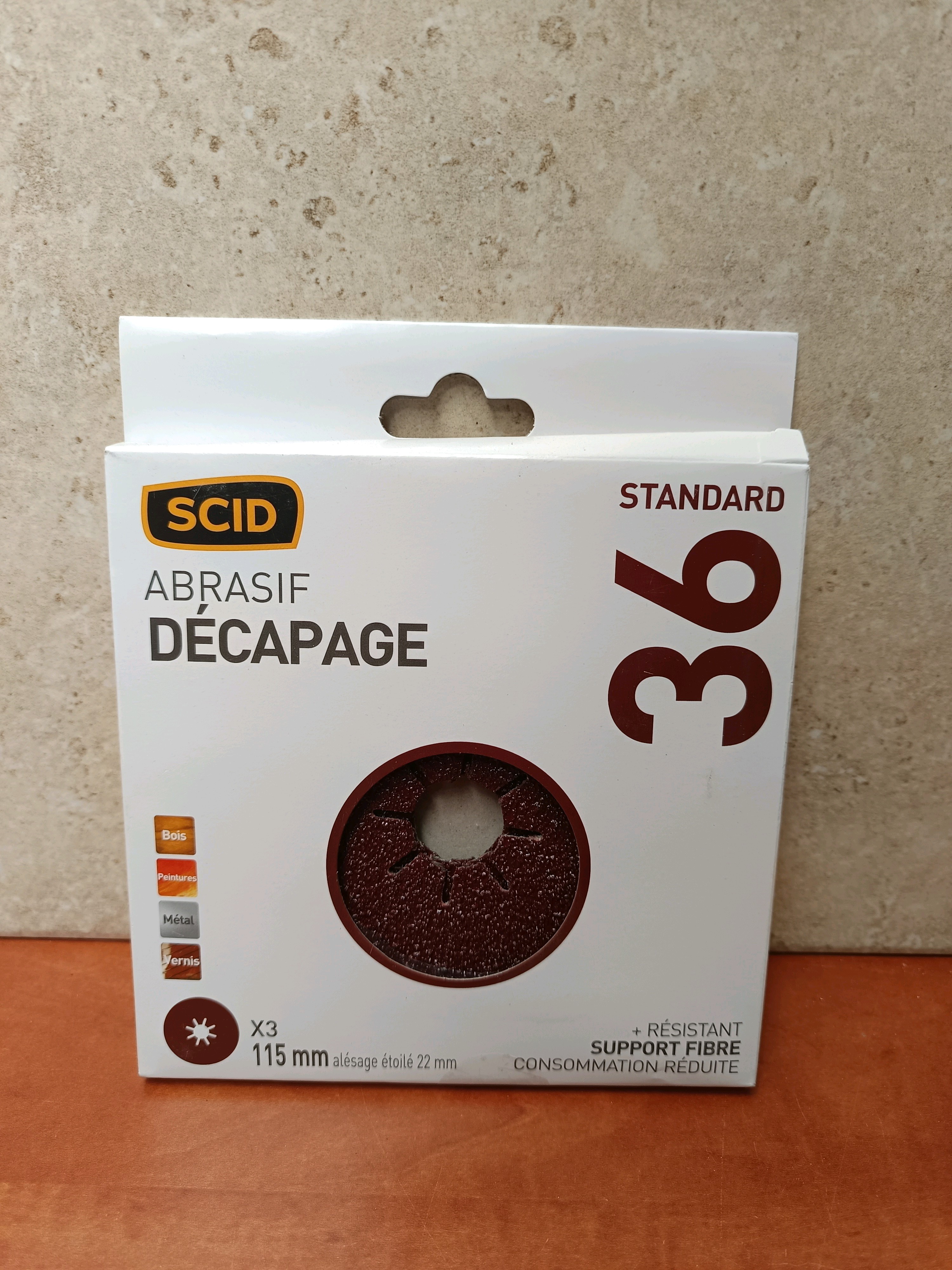 SCID Abrasif Décapage grain 36 (Standard), disques 115 mm, alésage étoilé 22 mm