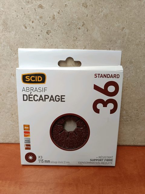 SCID Abrasif Décapage grain 36 (Standard), disques 115 mm, alésage étoilé 22 mm