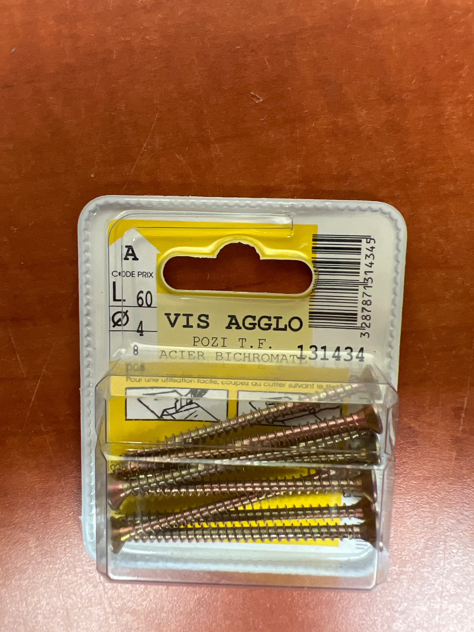 Vis agglo Pozi T.F. acier bichromaté 4 x 60 mm