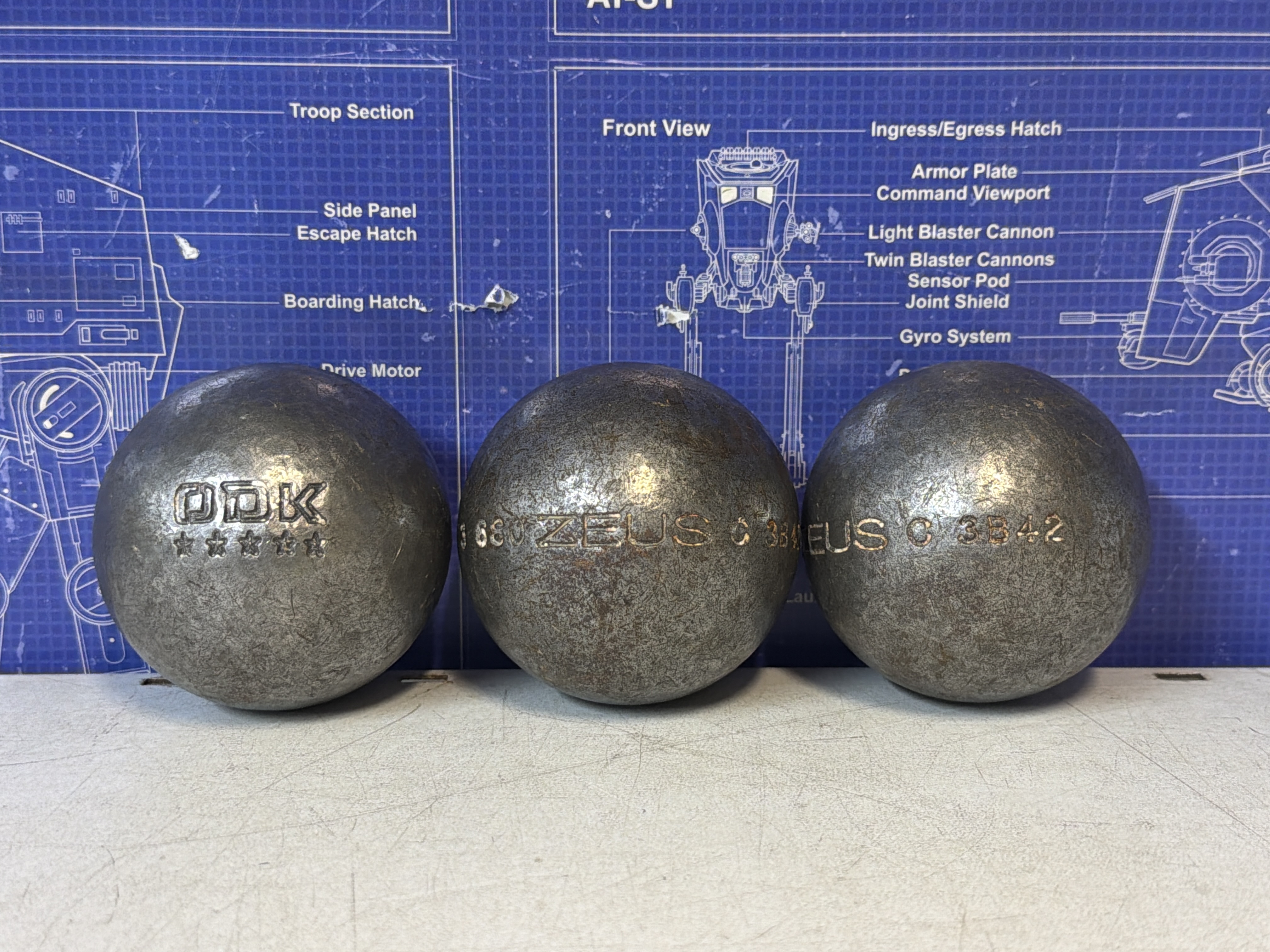 Lot de 3 boules de pétanque ODK Zeus 73 mm 680 g