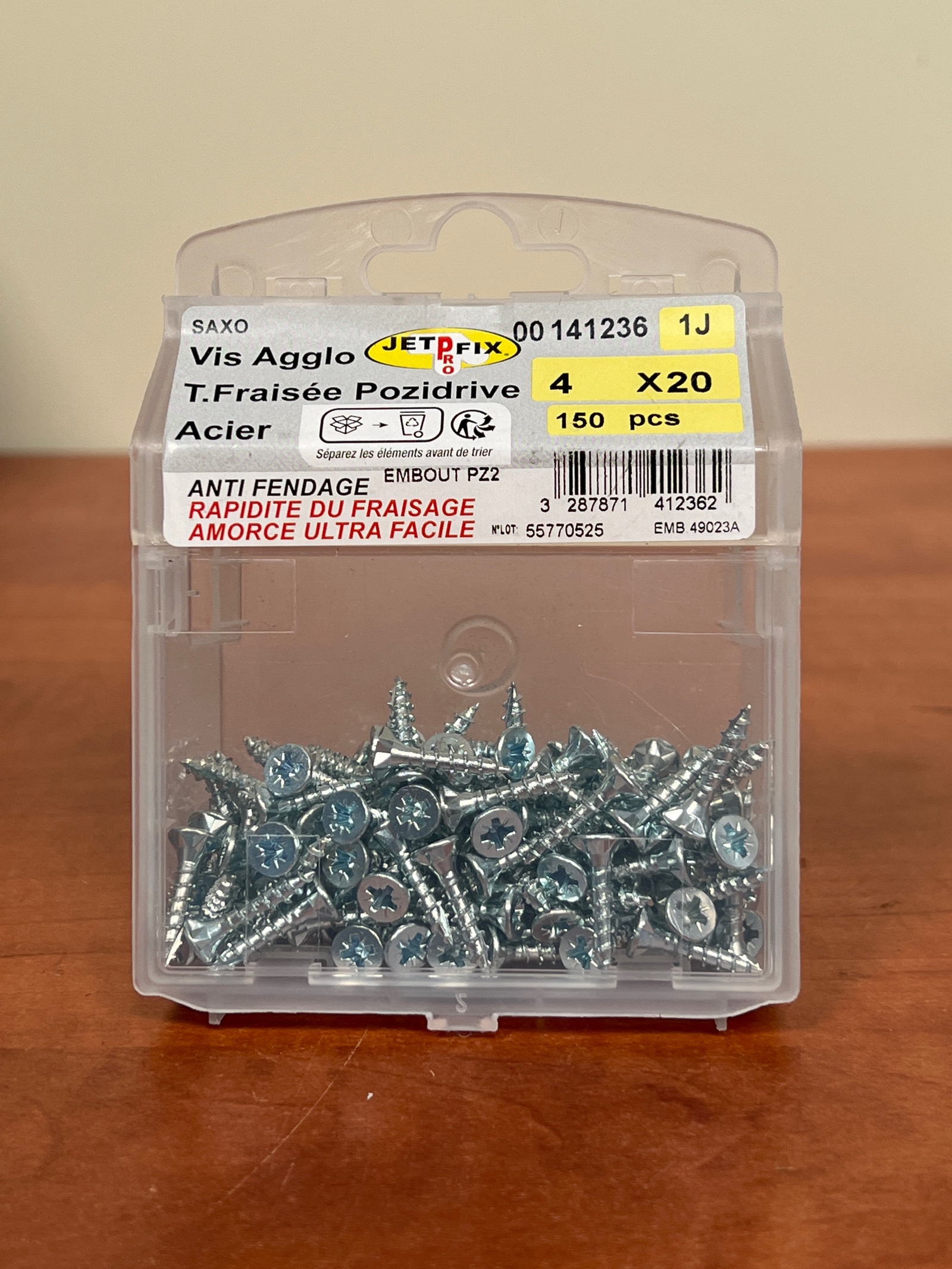 JETFIX SAXO Vis Agglo Tête Fraisée Pozidrive 4 x 20 - 150 pcs