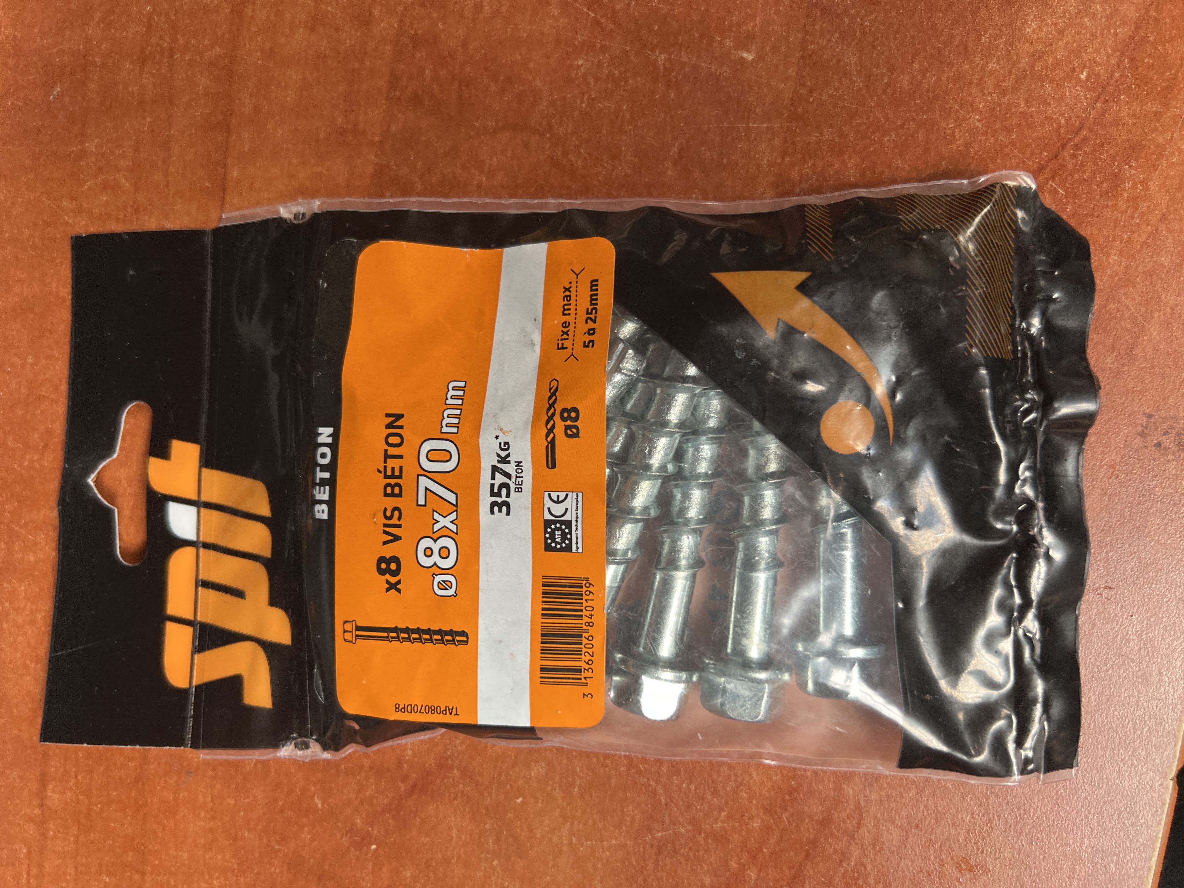 Spit lot de 8 vis béton Ø8 x 70 mm