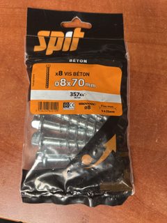 Spit lot de 8 vis béton Ø8 x 70 mm