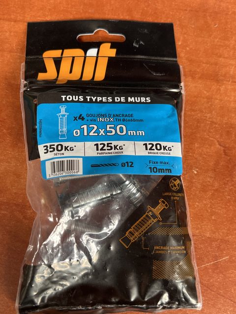 Red Head Prima inox goujons d’ancrage Ø12 x 50 mm lot de 4