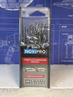 Coffret 10 forets métal Novipro HSS Pro Ø 1 à 10 mm
