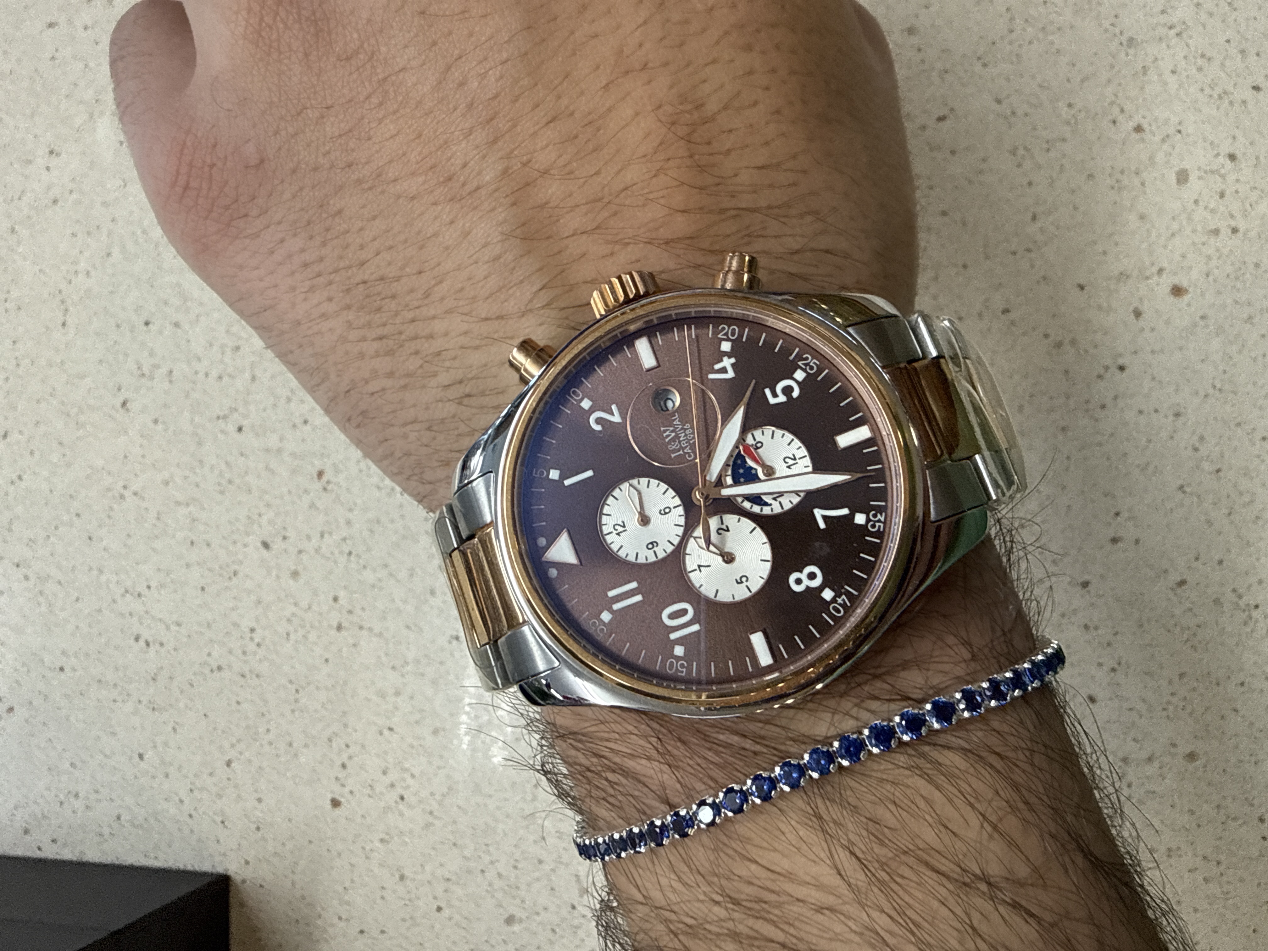 Montre Carnival 8764G chronographe bicolore cadran marron — photo 3