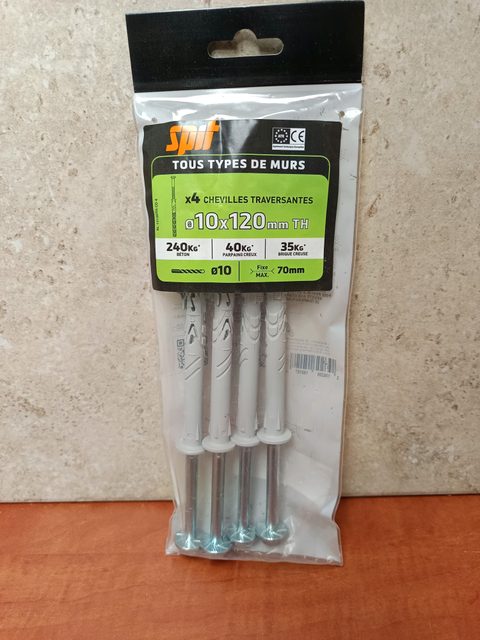 Spit chevilles traversantes Ø10 x 120 mm TH (x4)