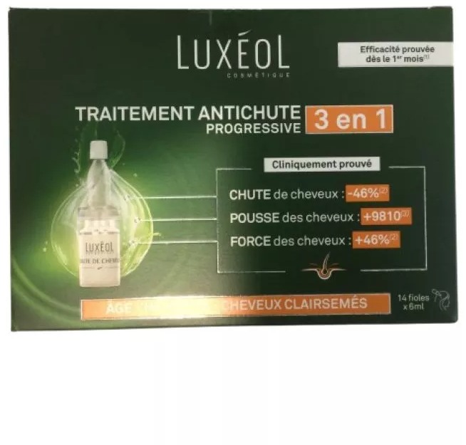 Luxéol Traitement Antichute Progressive 3 en 1 14 fioles 6 ml