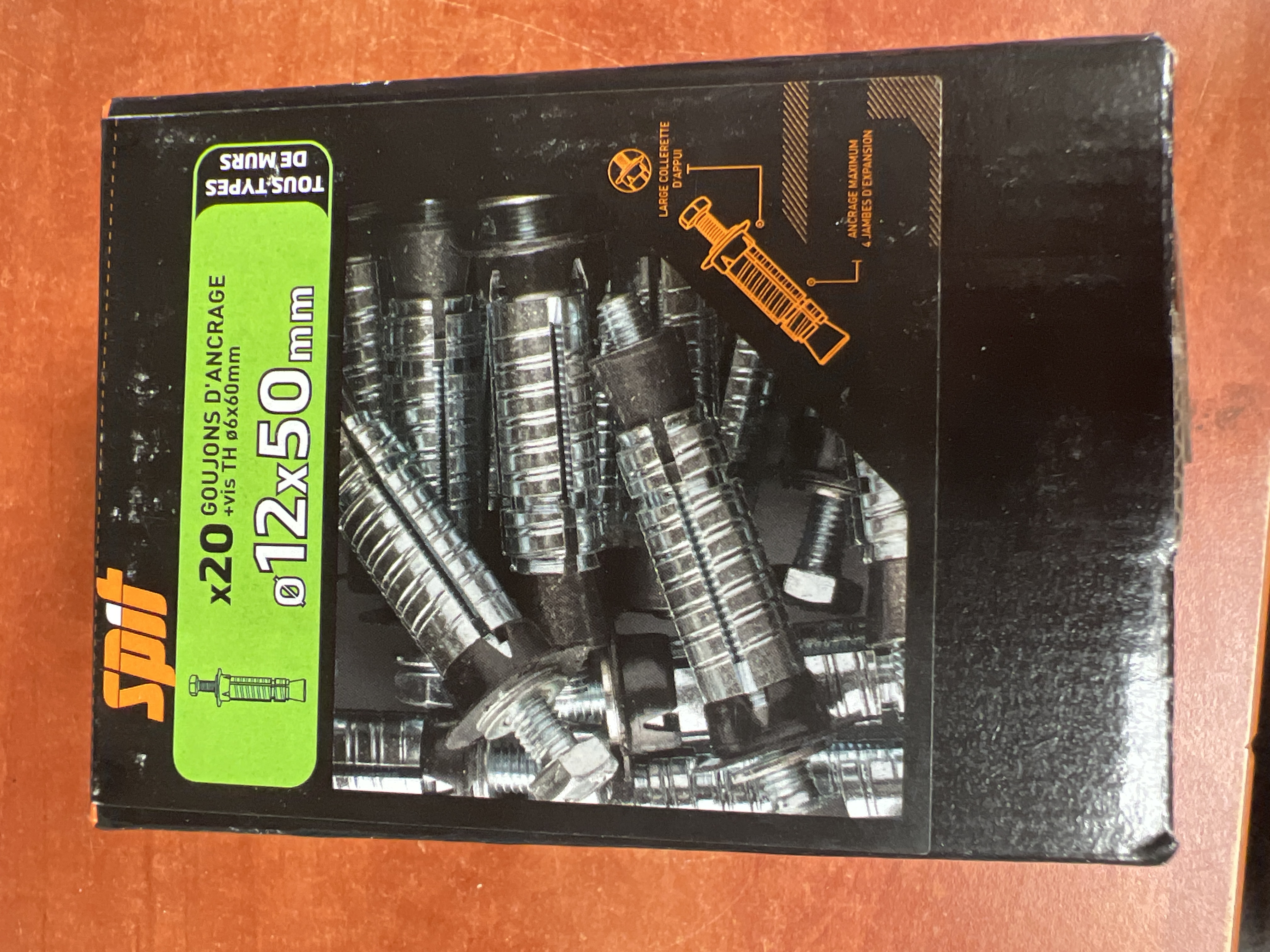 SPIT goujons d'ancrage Ø12 x 50 mm avec vis TH Ø6 x 60 mm x20