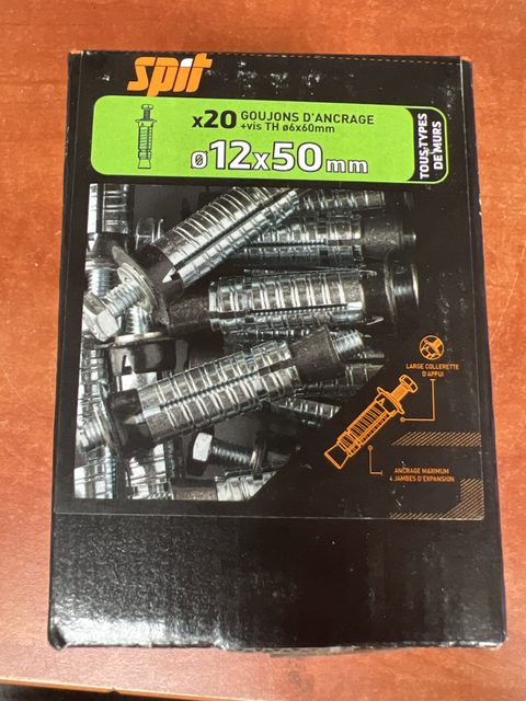 SPIT goujons d'ancrage Ø12 x 50 mm avec vis TH Ø6 x 60 mm x20