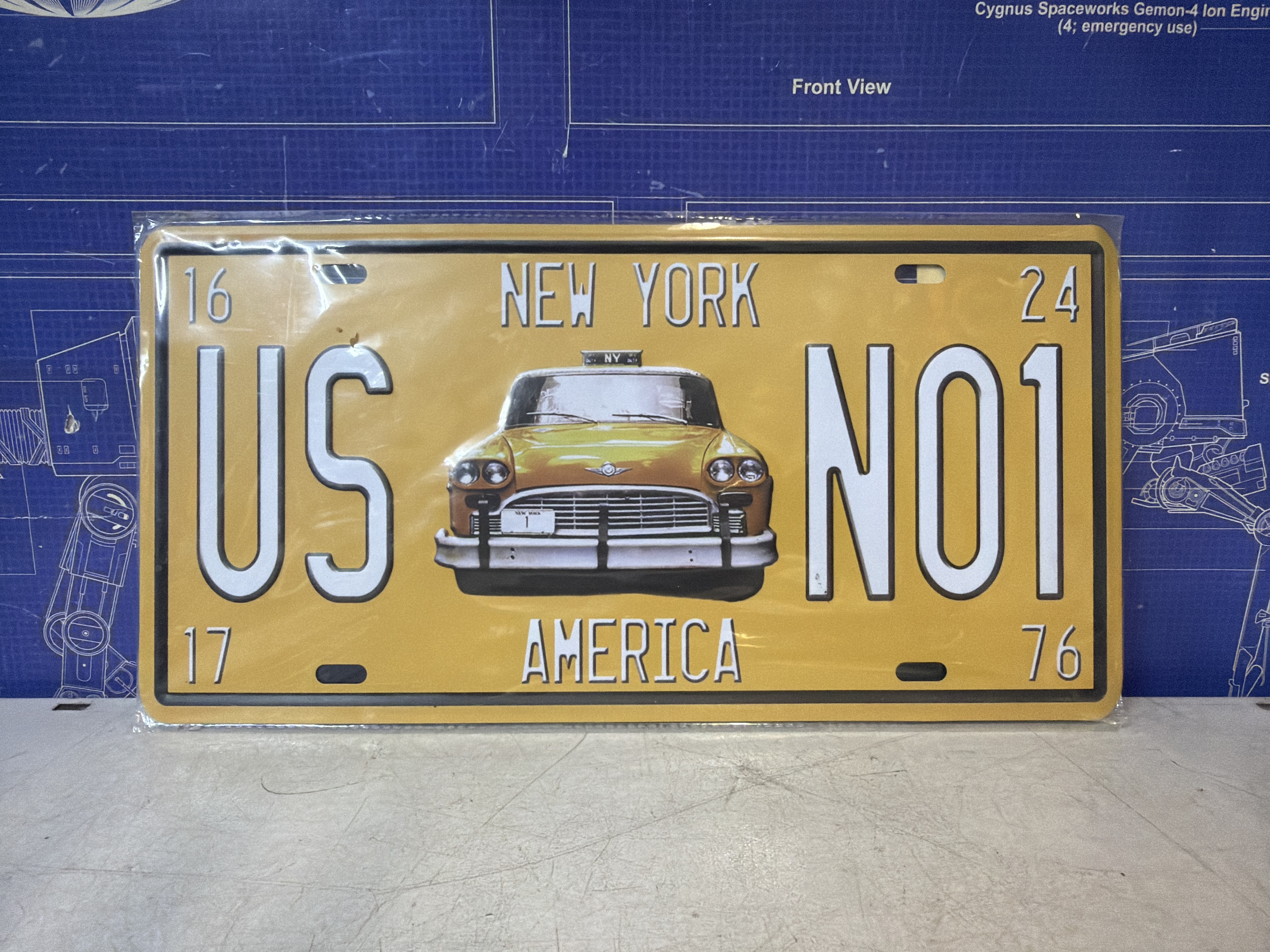 Plaque d'immatriculation décorative New York US NO1 avec taxi jaune
