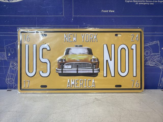 Plaque d'immatriculation décorative New York US NO1 avec taxi jaune