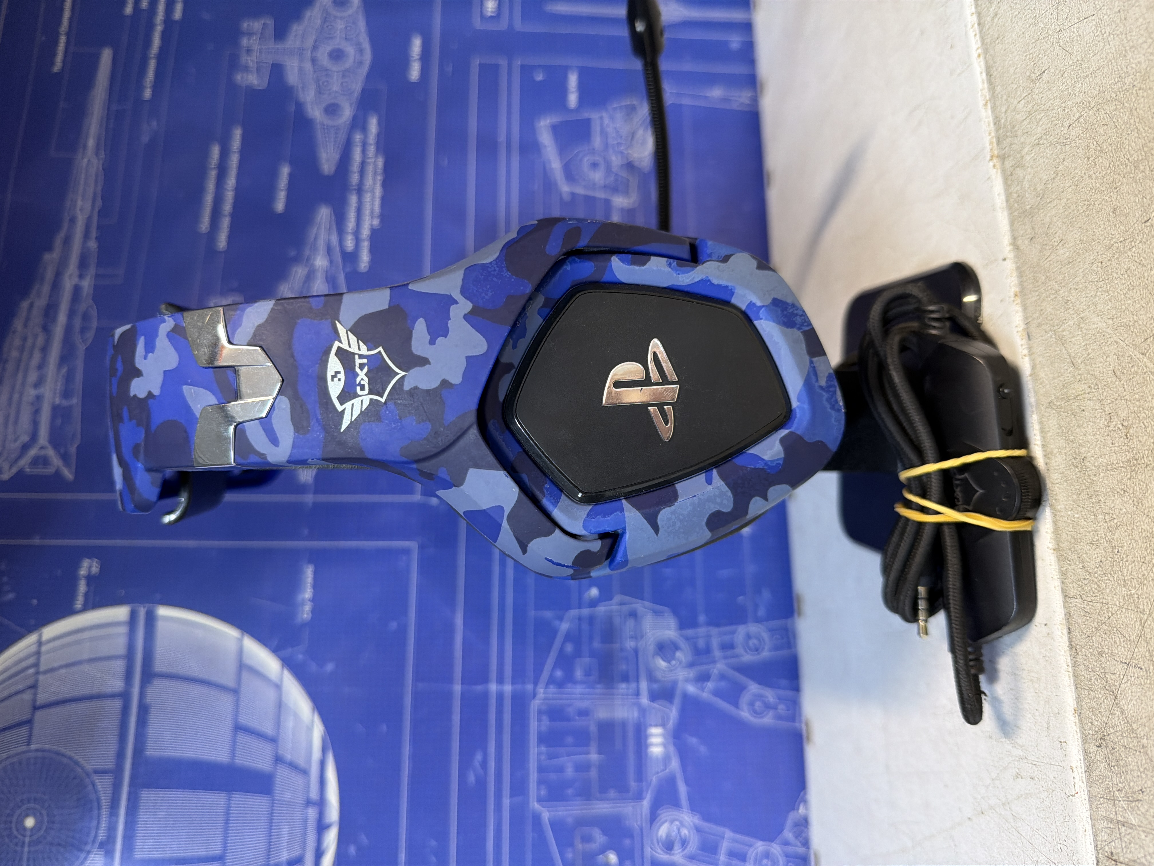 Casque gaming filaire PlayStation bleu camouflage avec micro — photo 2