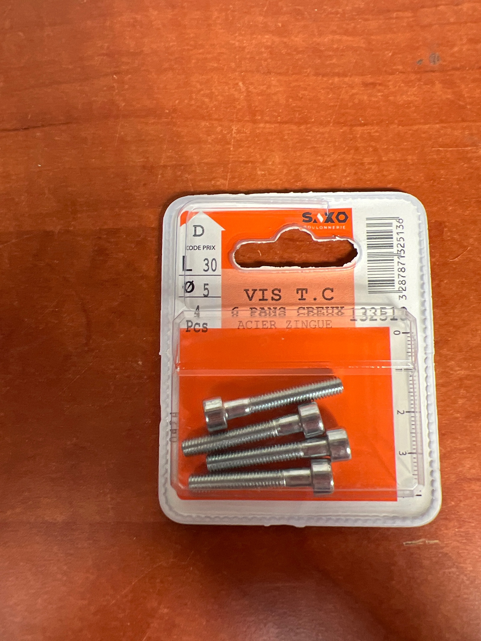 SAXO Vis T.C 6 pans creux acier zingué Ø5 L30