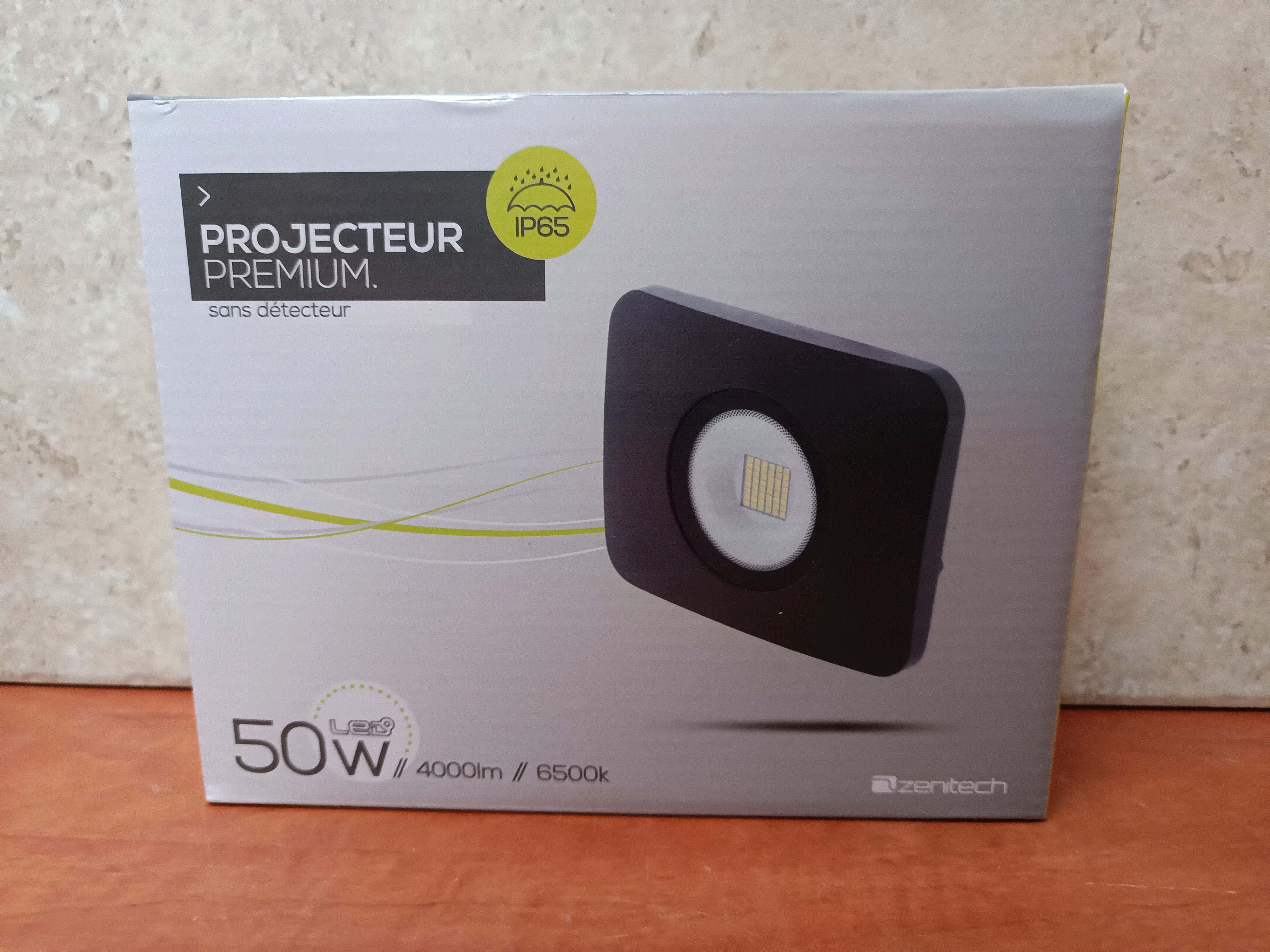 Zenitech Projecteur LED Premium 50W IP65 6500K 4000 lm sans détecteur