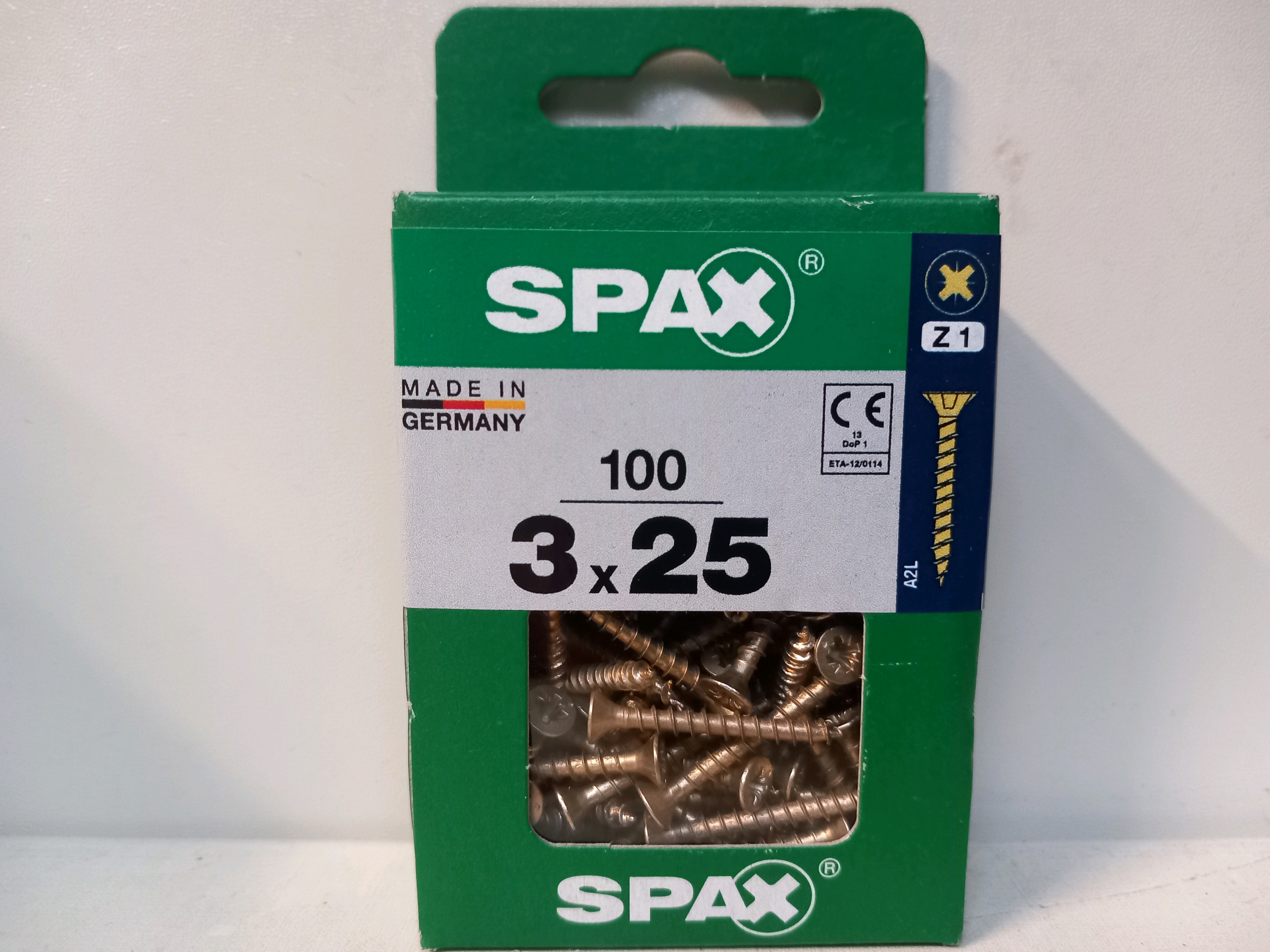 SPAX vis 3 x 25 mm – boîte de 100