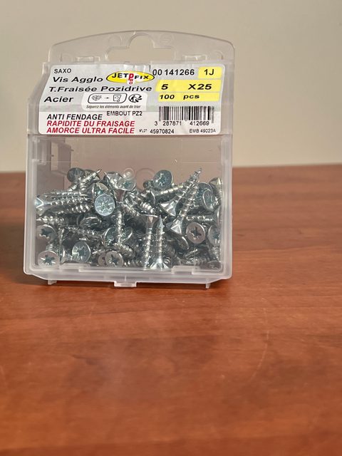 JETFIX Vis Agglo tête fraisée Pozidrive 5 x 25 mm - acier - boîte 100 pcs
