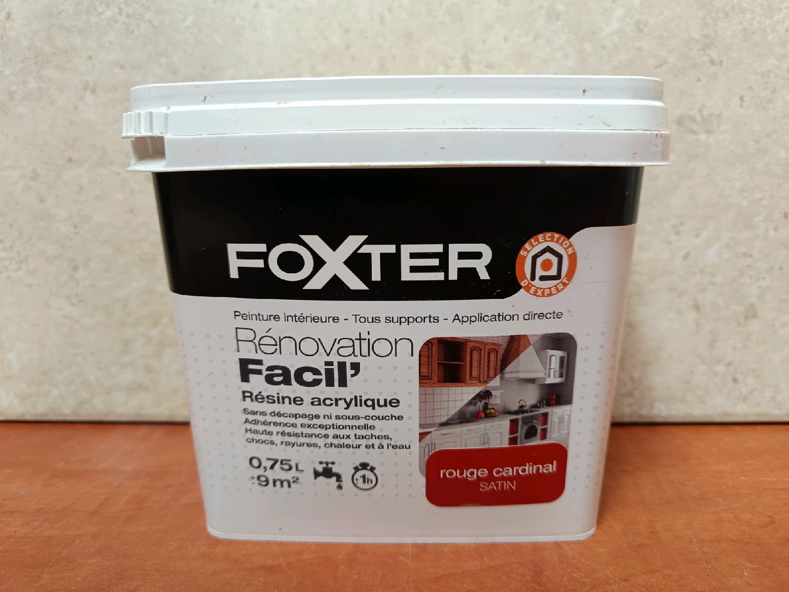 FOXTER Rénovation Facil' peinture intérieure résine acrylique rouge cardinal satin 0,75 L