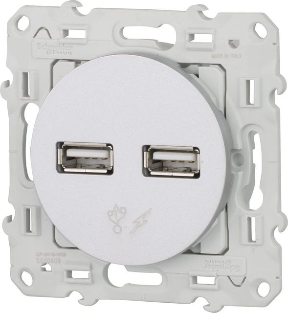 Double chargeur USB 2.1A 5V blanc Odace