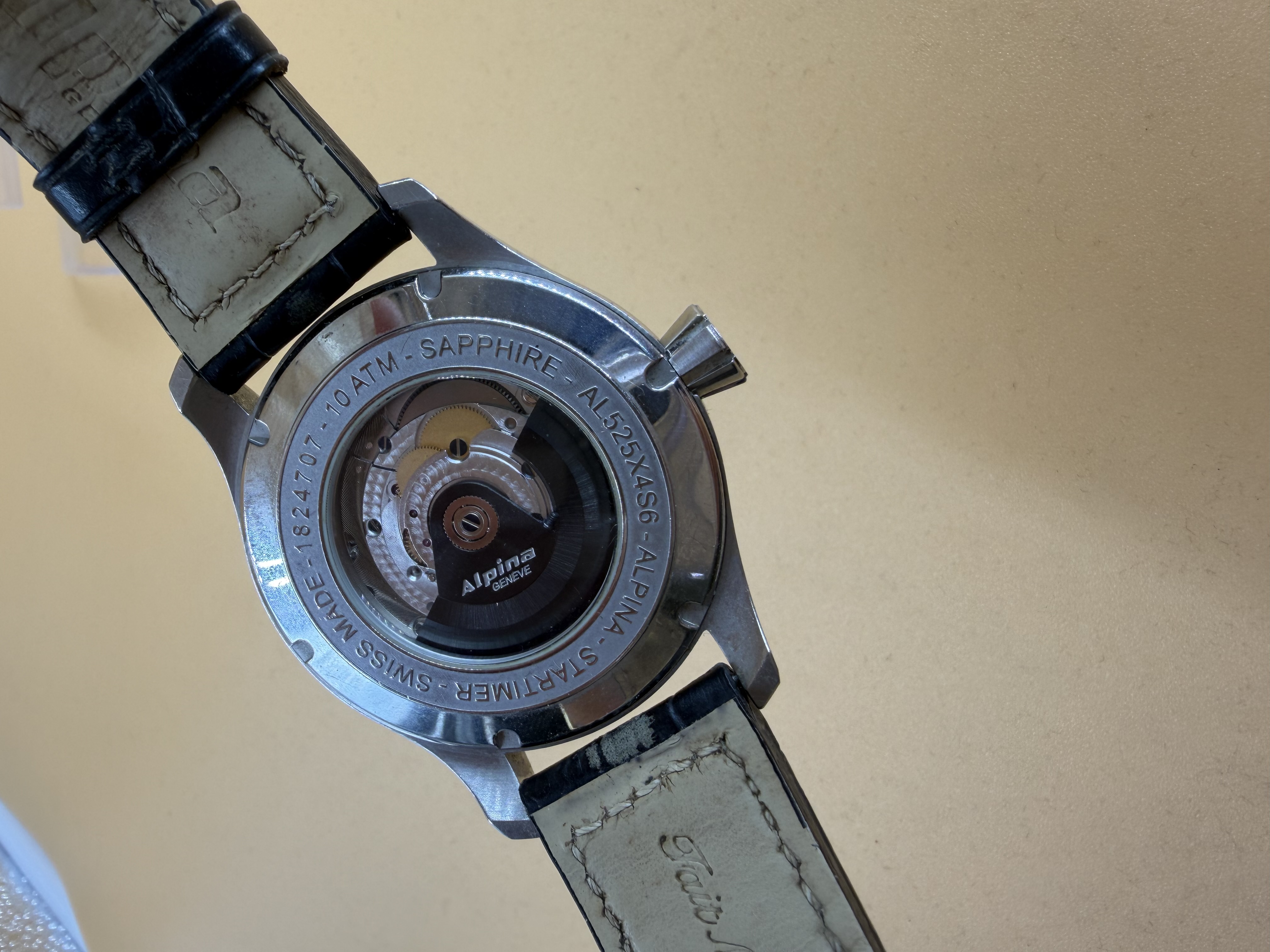 Montre automatique Alpina AL525X4S6 verre saphir bracelet cuir marron — photo 3