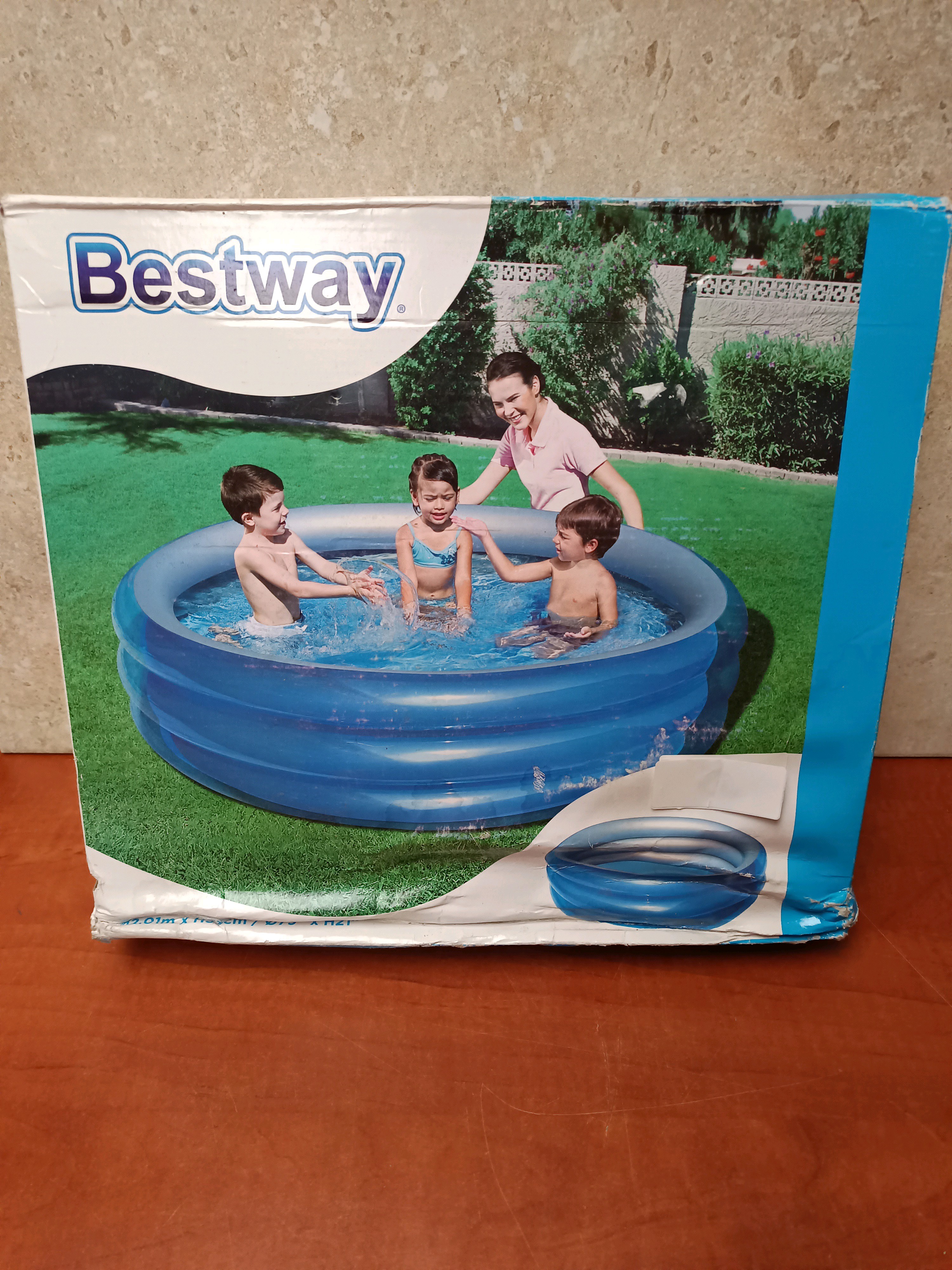 Bestway Piscine gonflable 3 anneaux bleu transparent 937 L