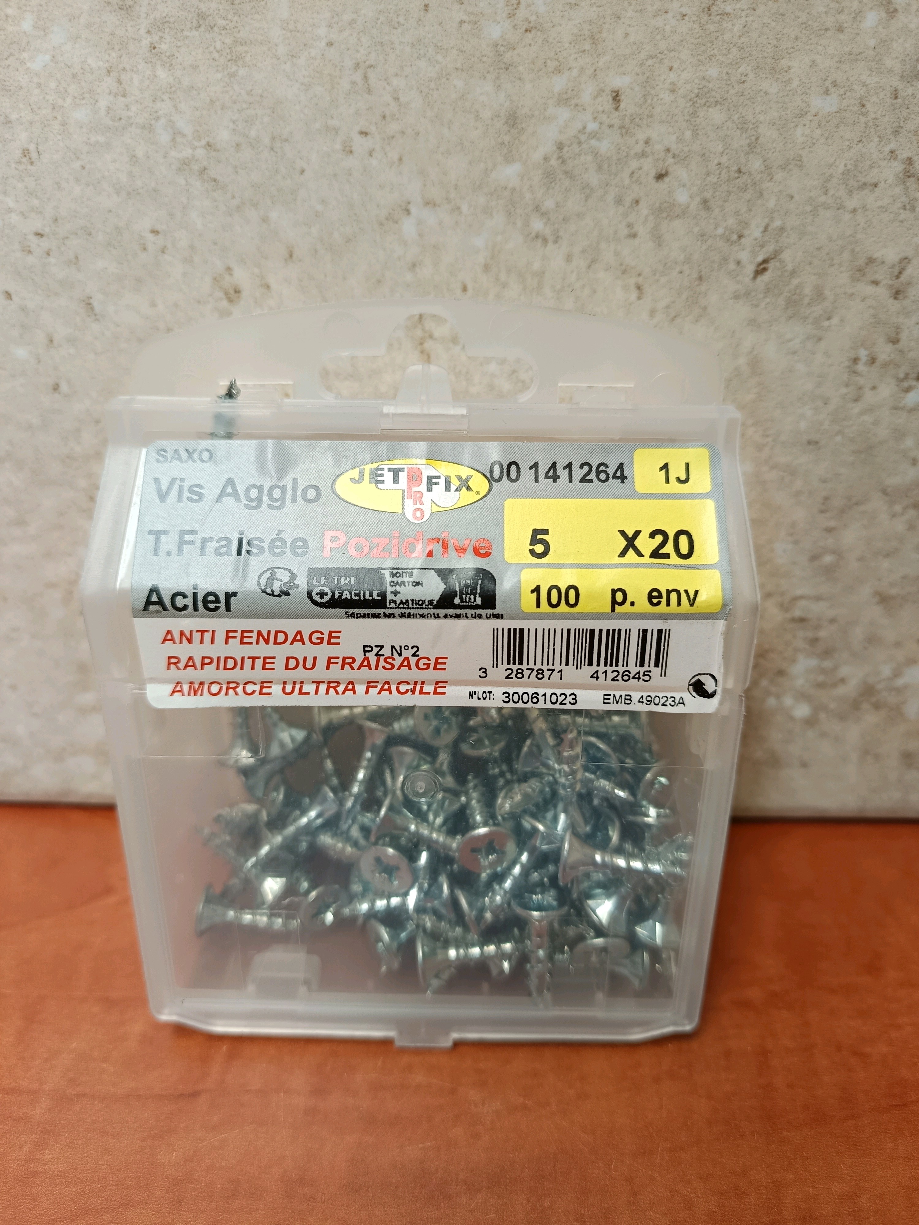 SAXO Jet Fix vis aggloméré tête fraisée Pozidriv 5 x 20 mm acier