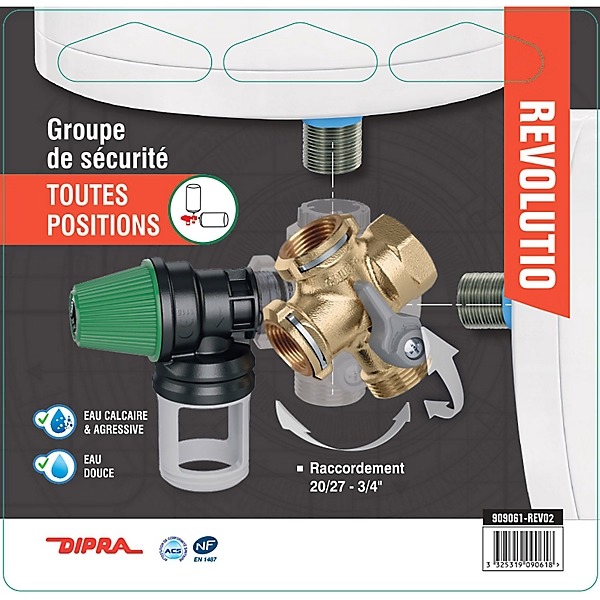 Dipra Revolutio 20/27 groupe de sécurité chauffe-eau