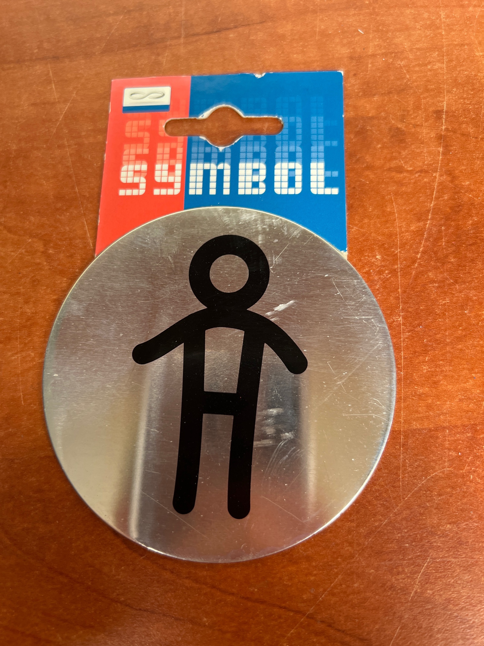 Symbol plaque de porte WC homme ronde en métal