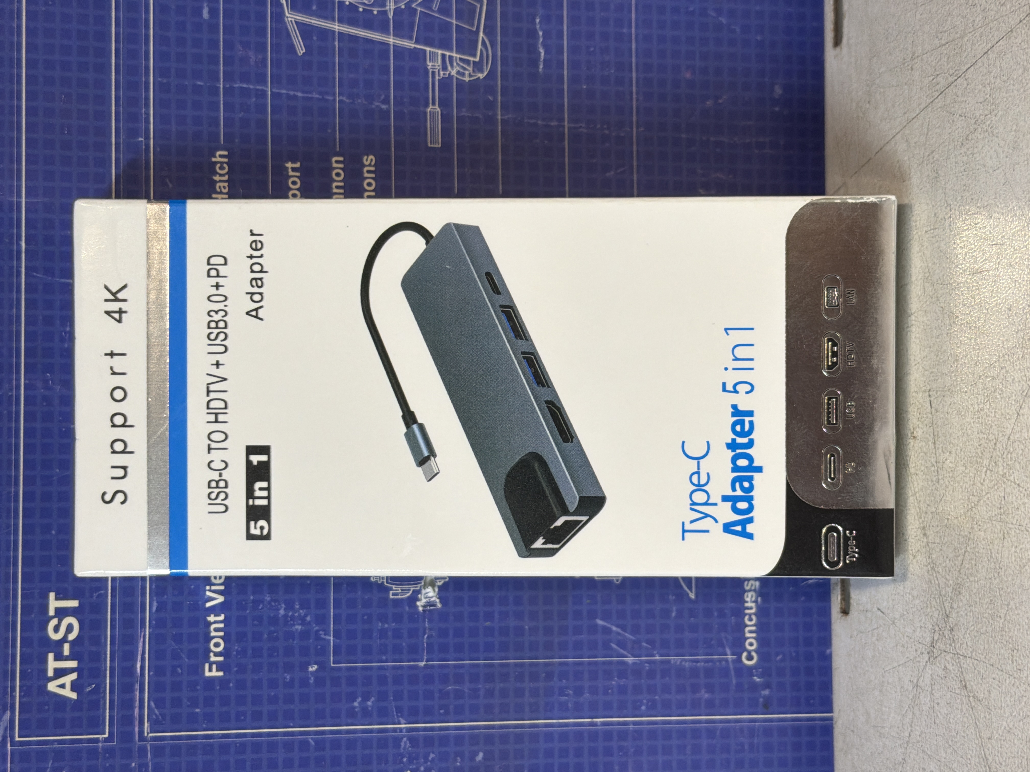 Adaptateur USB-C 5 en 1 BYL-2007 HDMI 4K RJ45 PD