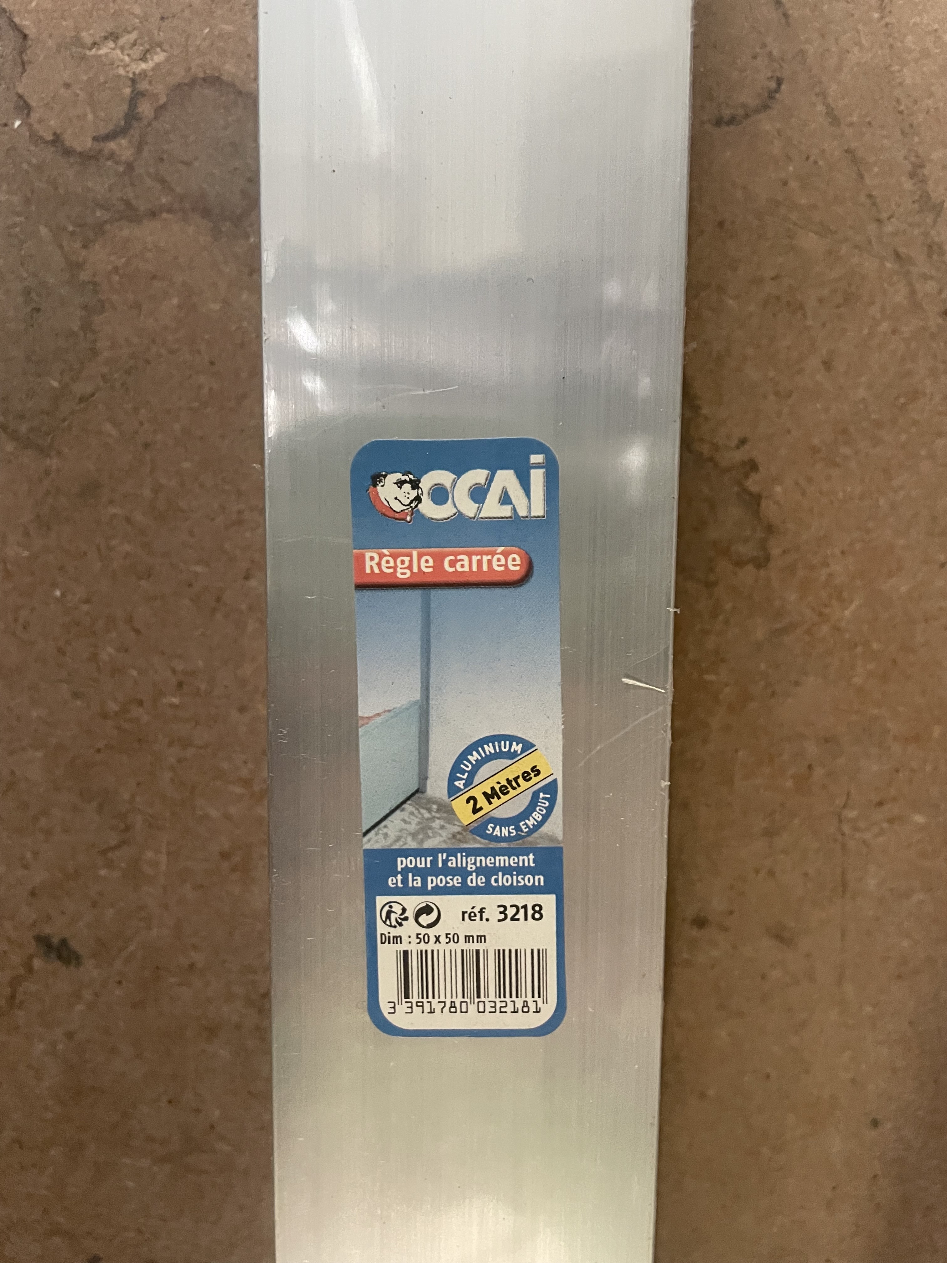 Règle carrée OCAI aluminium 2 m 50 x 50 mm — photo 2