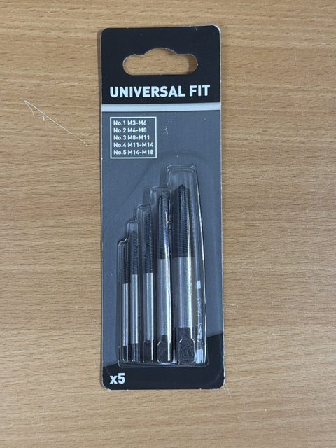 Jeu de 5 extracteurs de vis Universal Fit M3 à M18