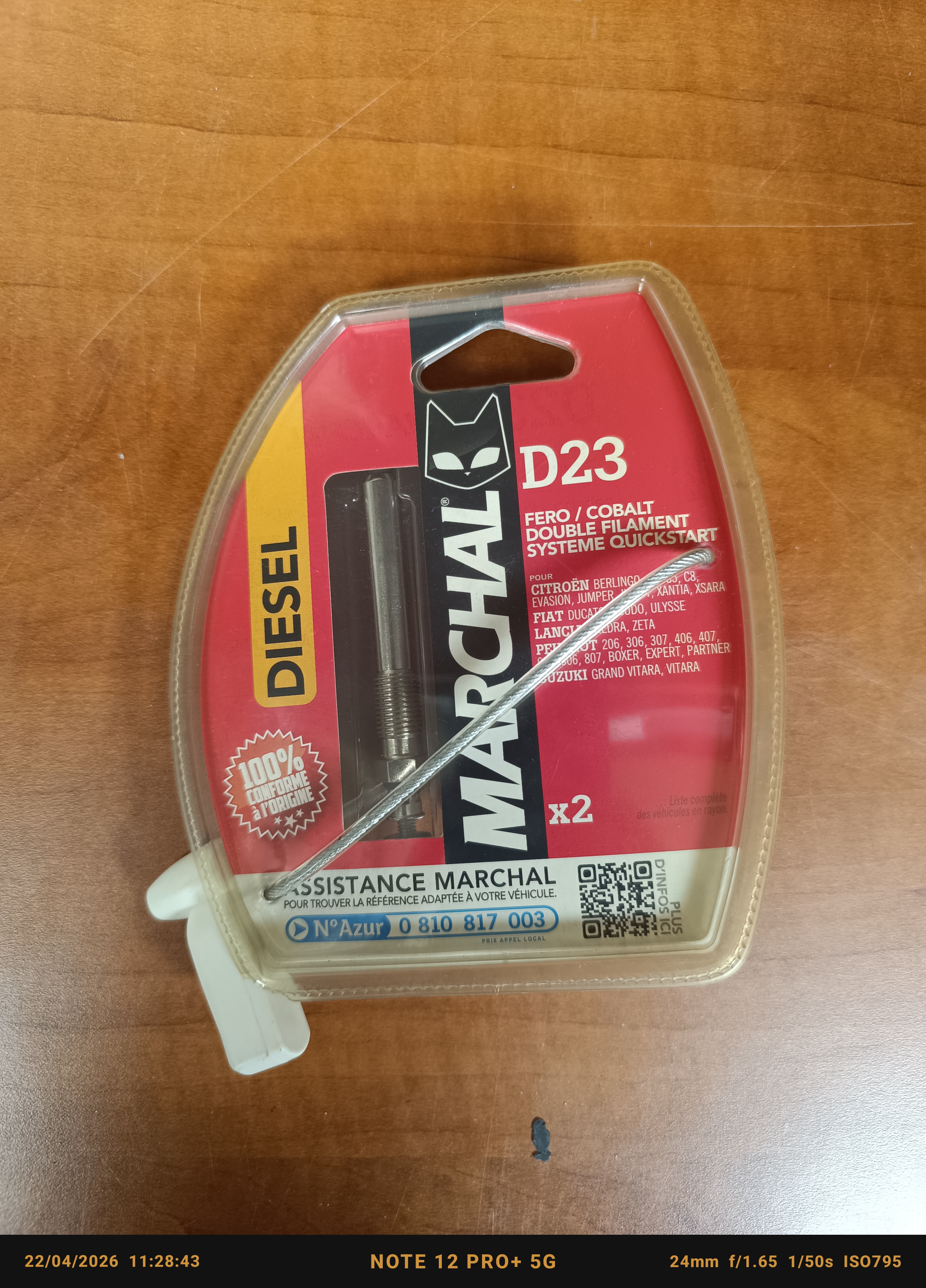 Bougies de préchauffage diesel Marchal D23 x2