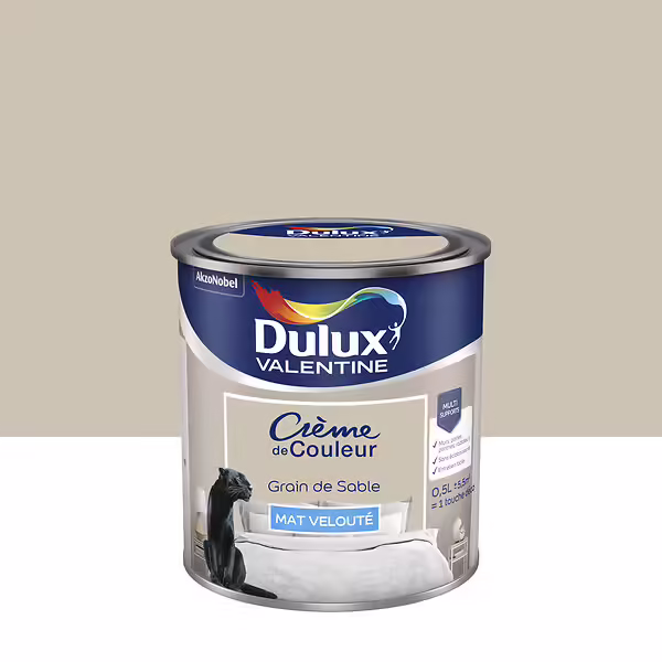Peinture Dulux Valentine Crème de Couleur Grain de Sable mat velouté 0,5 L