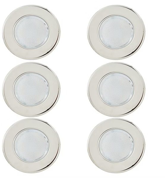 6 Spots À Encastrer Hardin Led Intégrée 3.6w Lumière Blanche Goodhome Gris Chromé