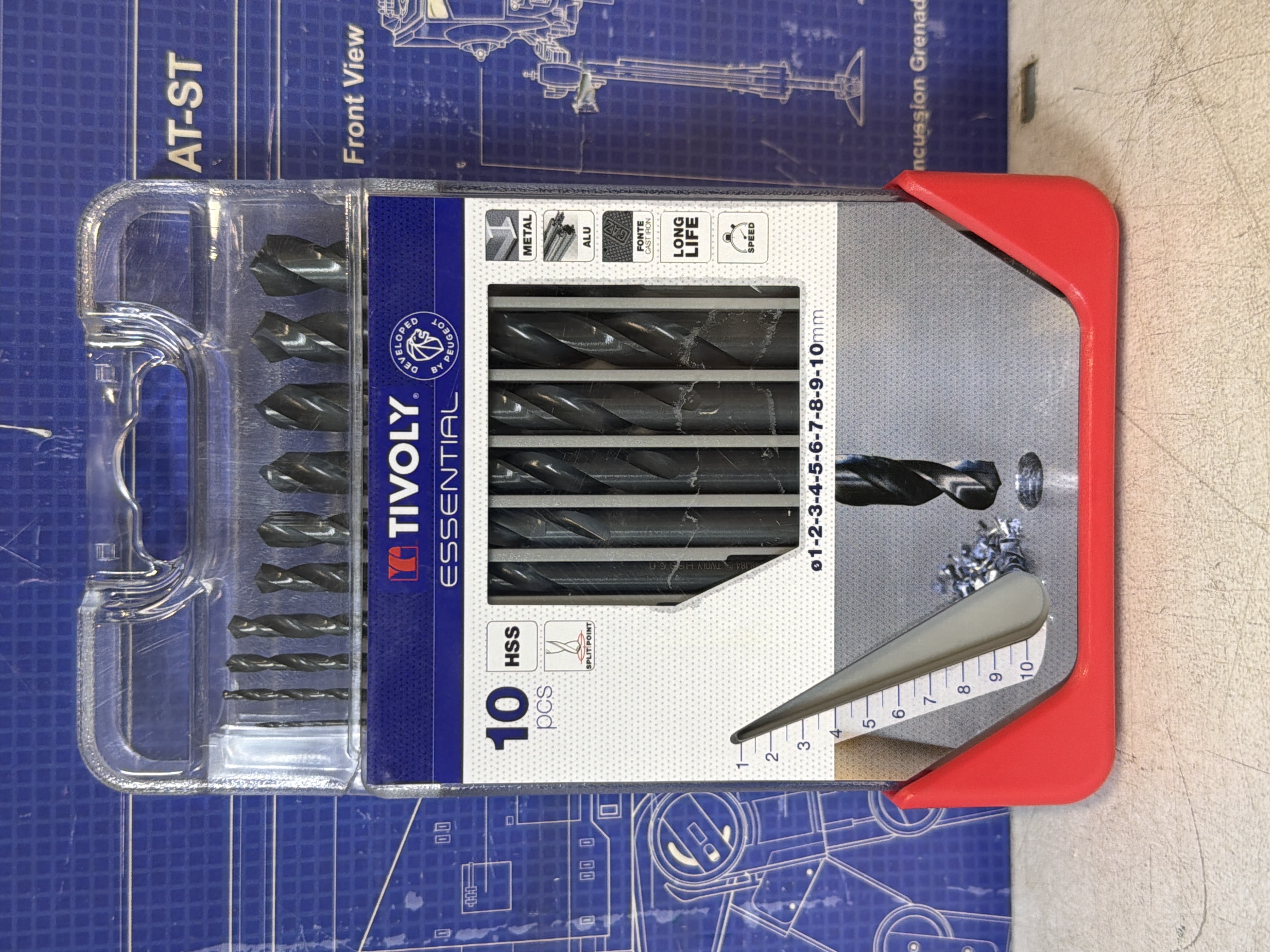 Tivoly 11436770049 coffret 10 forets métaux HSS Ø 1 à 10 mm