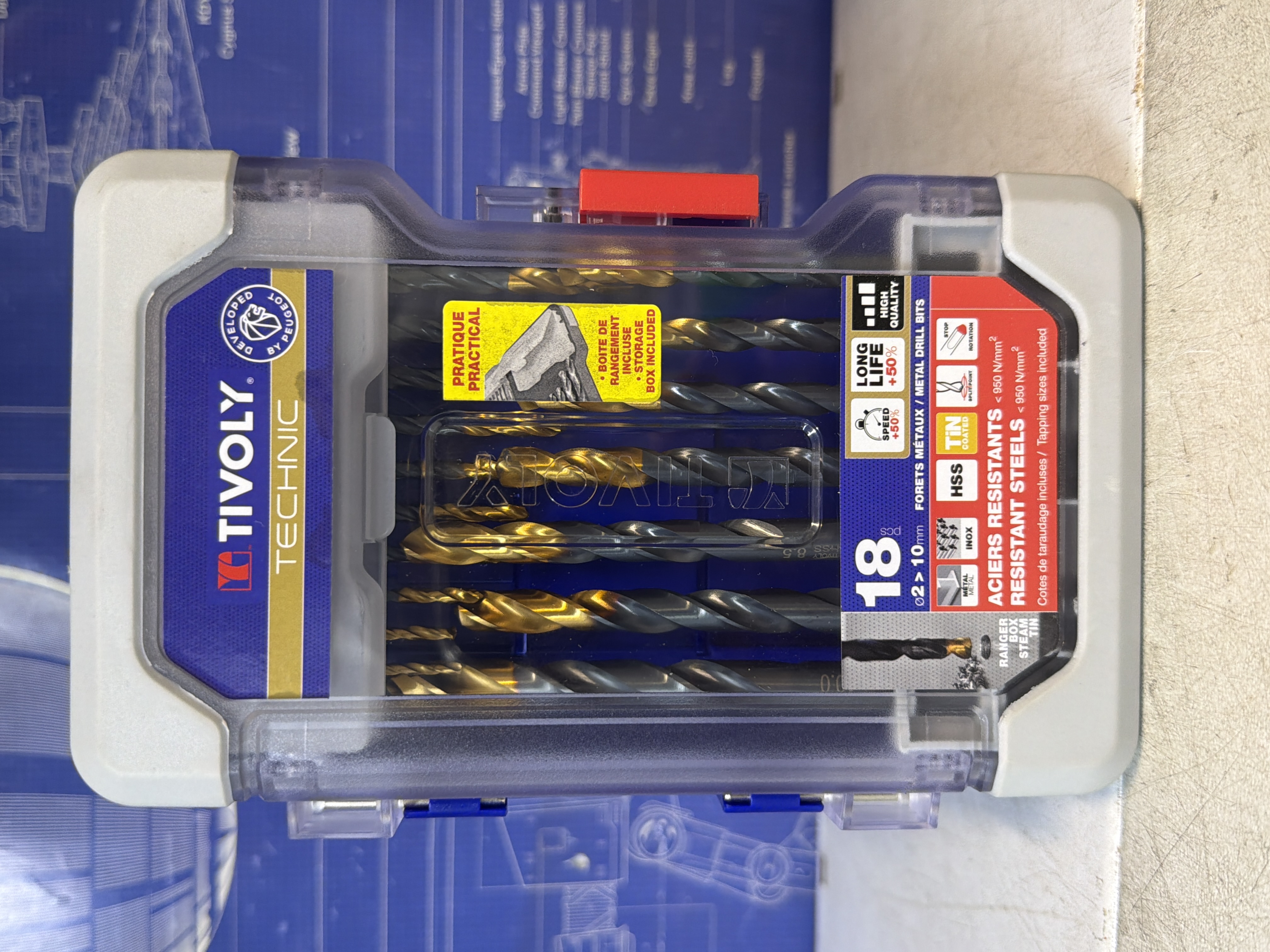 Tivoly Technic coffret forets HSS aciers résistants - 18 pièces
