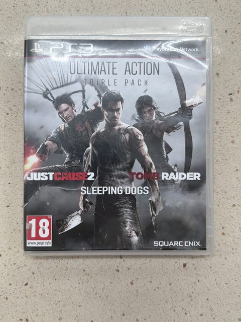 Ultimate Action Triple Pack PS3 Tomb Raider Just Cause 2 Sleeping Dogs