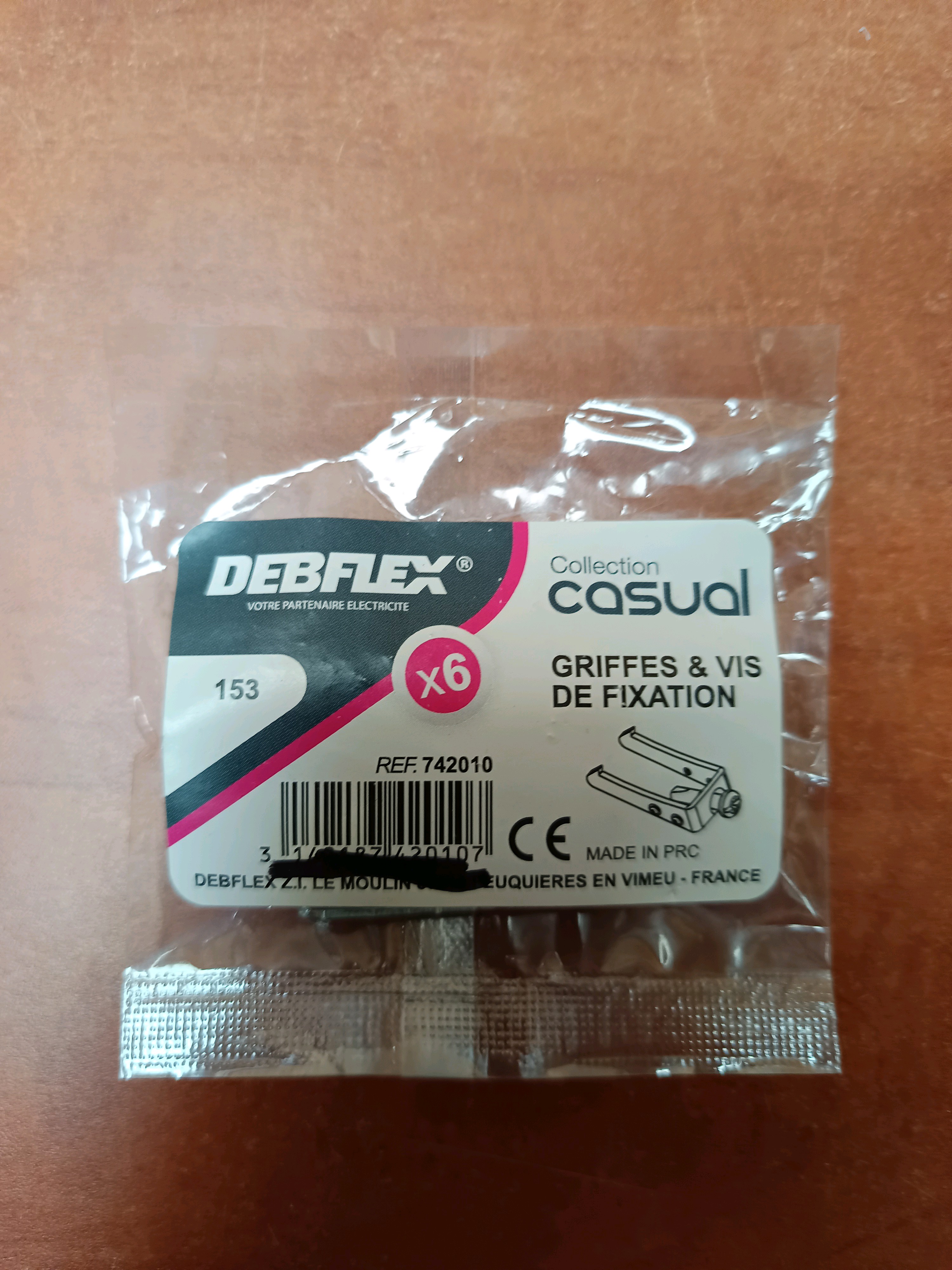Debflex Casual 742010 - Griffes et vis de fixation (x6)