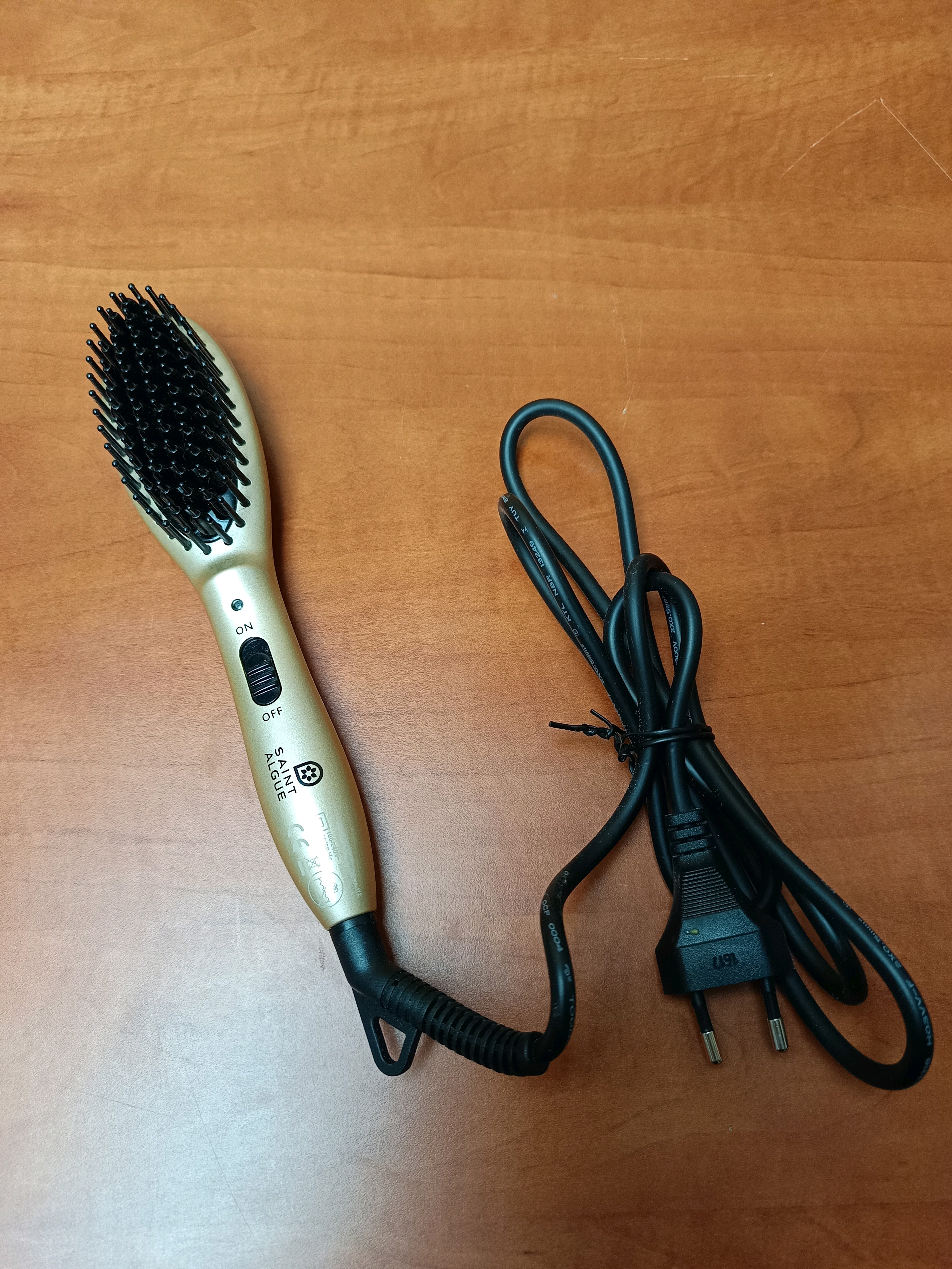 Brosse lissante électrique dorée avec cordon (prise EU)