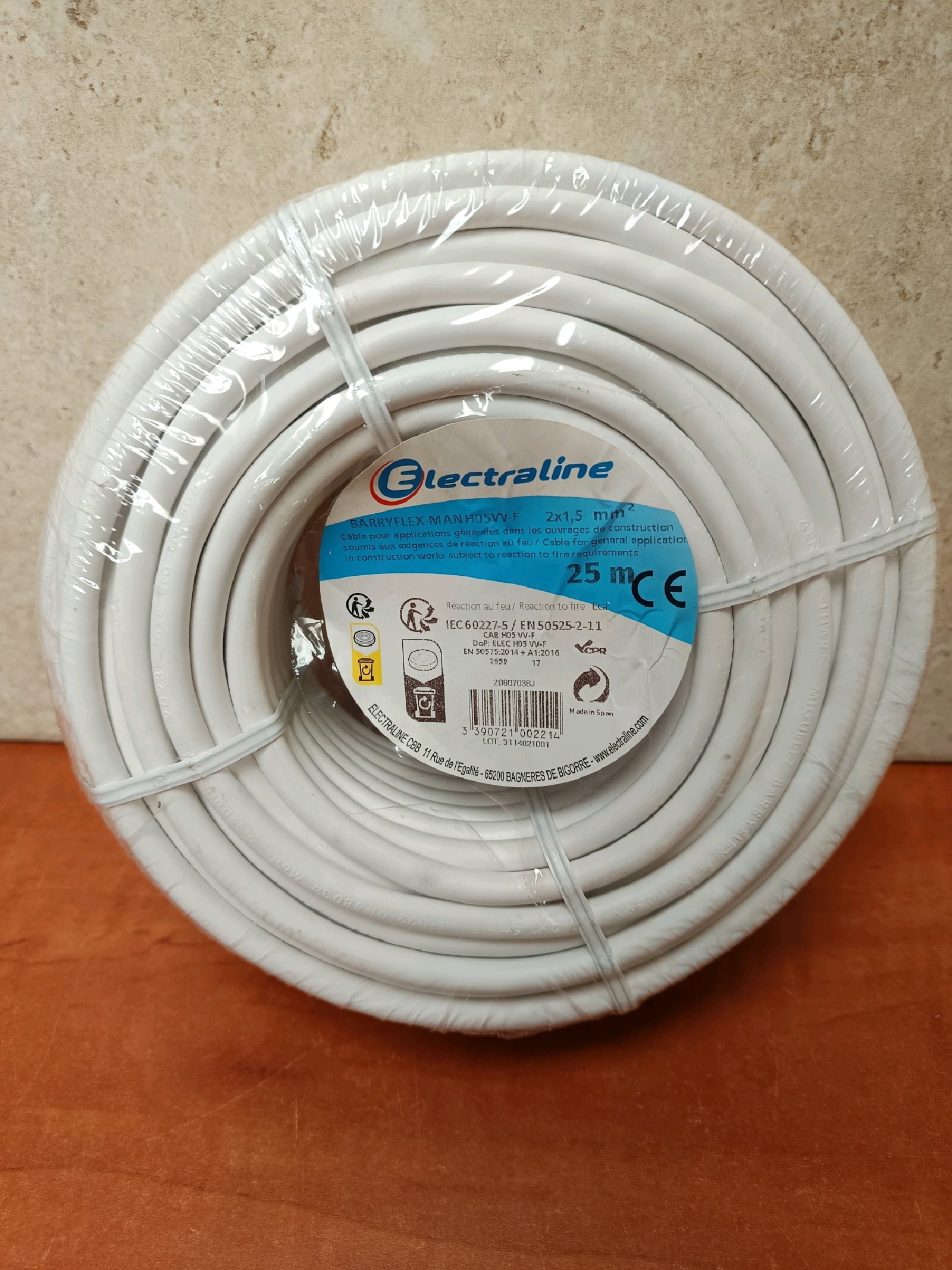 Electraline câble électrique 2 x 1,5 mm² - 25 m