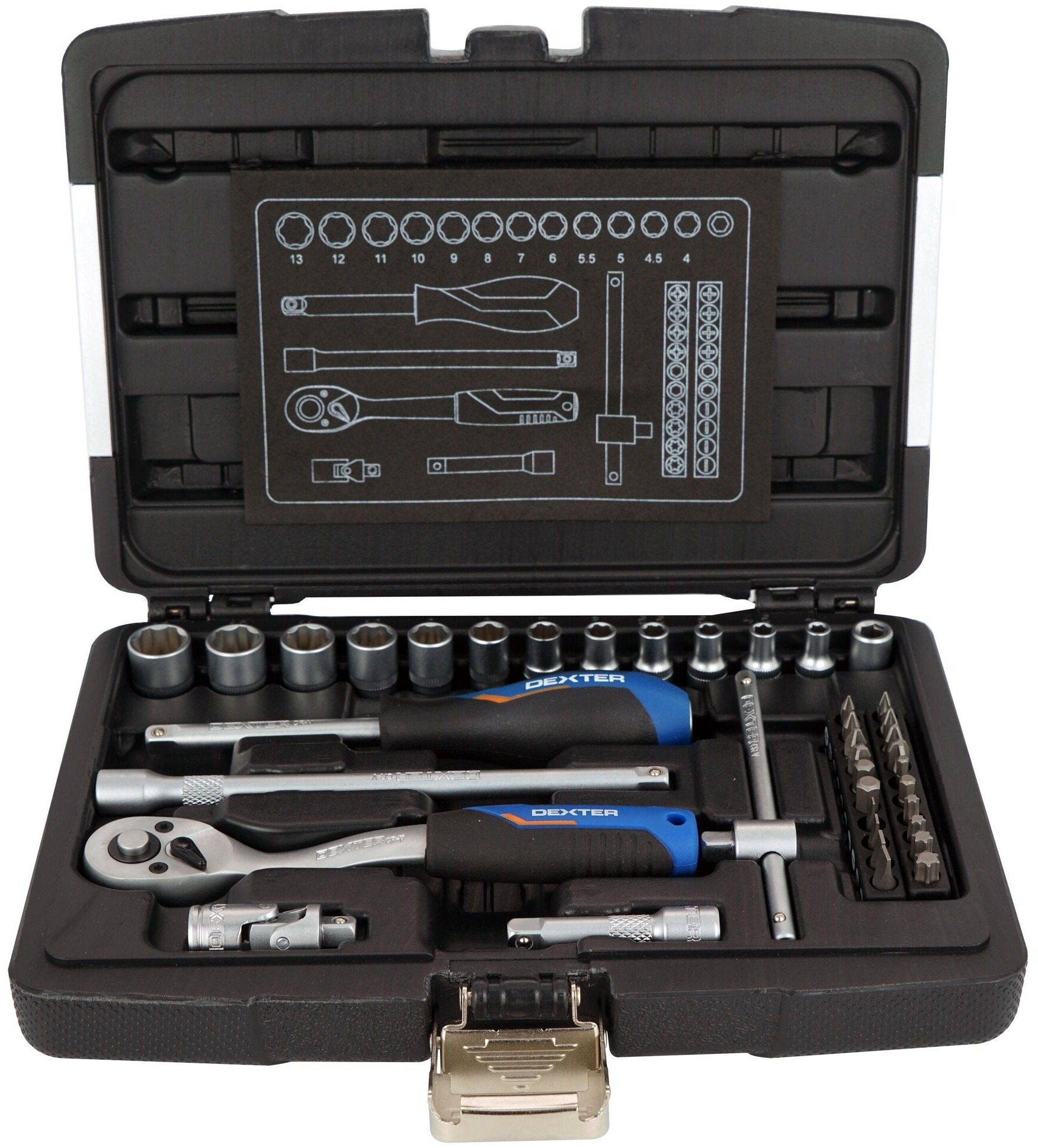 Coffret clé à douille et embouts de mécanicien DEXTER, 39 pièces