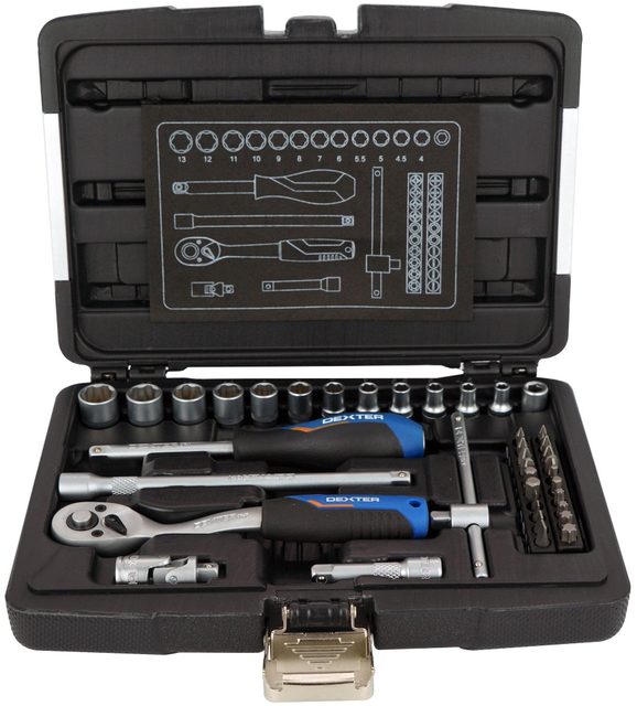 Coffret clé à douille et embouts de mécanicien DEXTER, 39 pièces