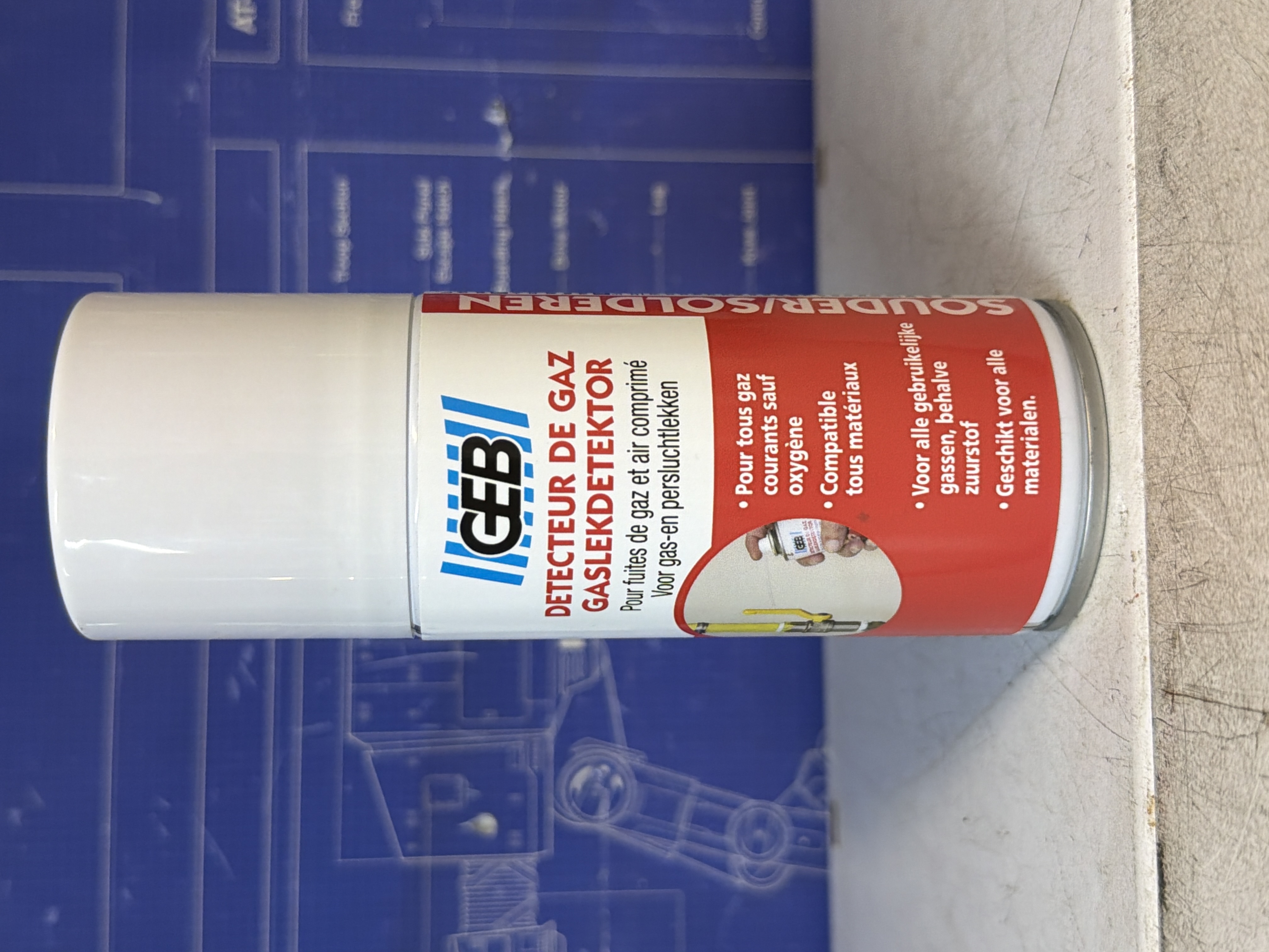 GEB Détecteur gaz aérosol 125 ml révélateur de fuites