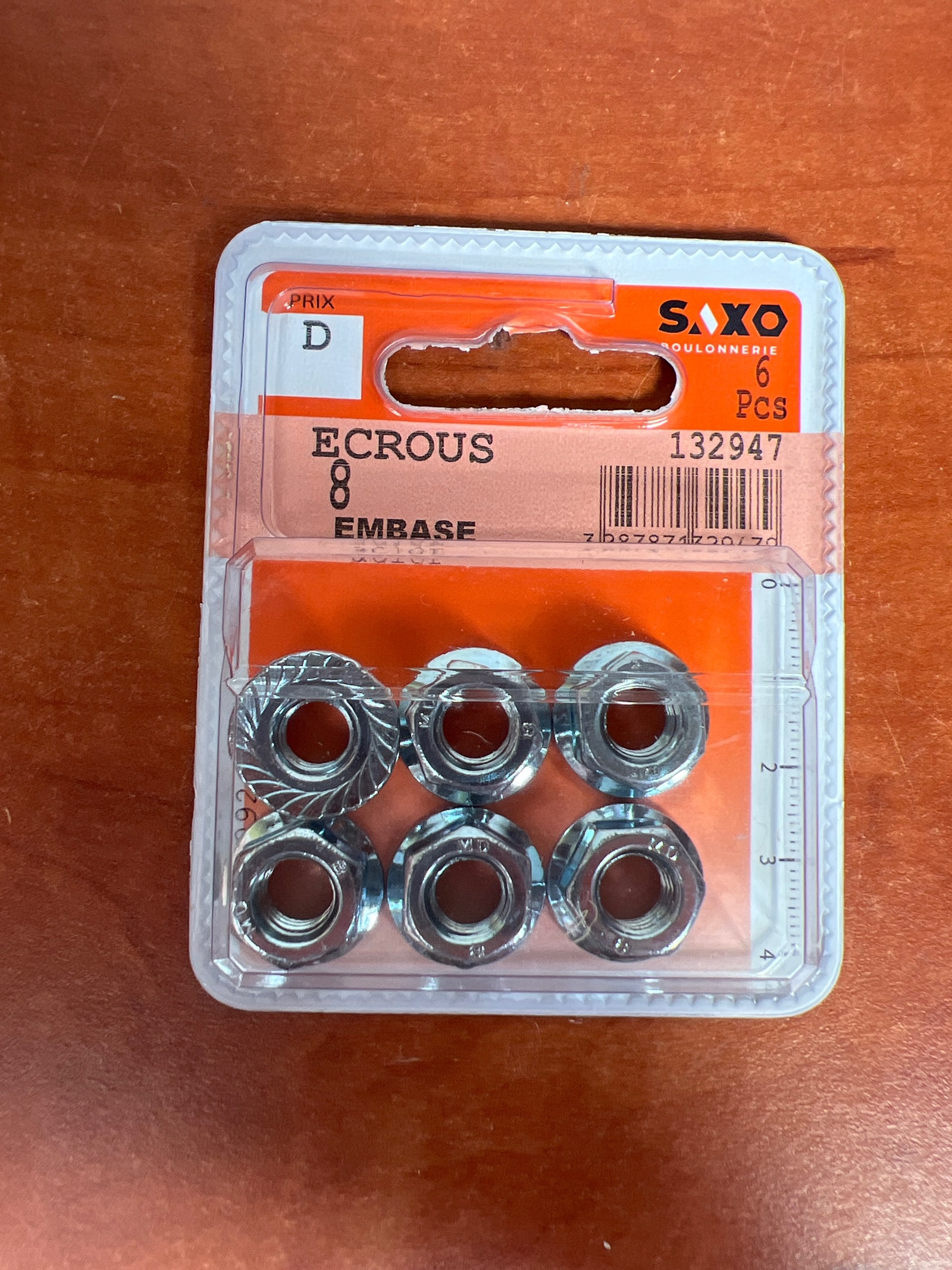 SAXO Écrous à embase 8 mm (6 pièces)