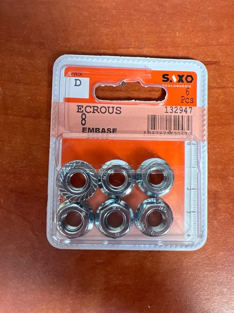 SAXO Écrous à embase 8 mm (6 pièces)